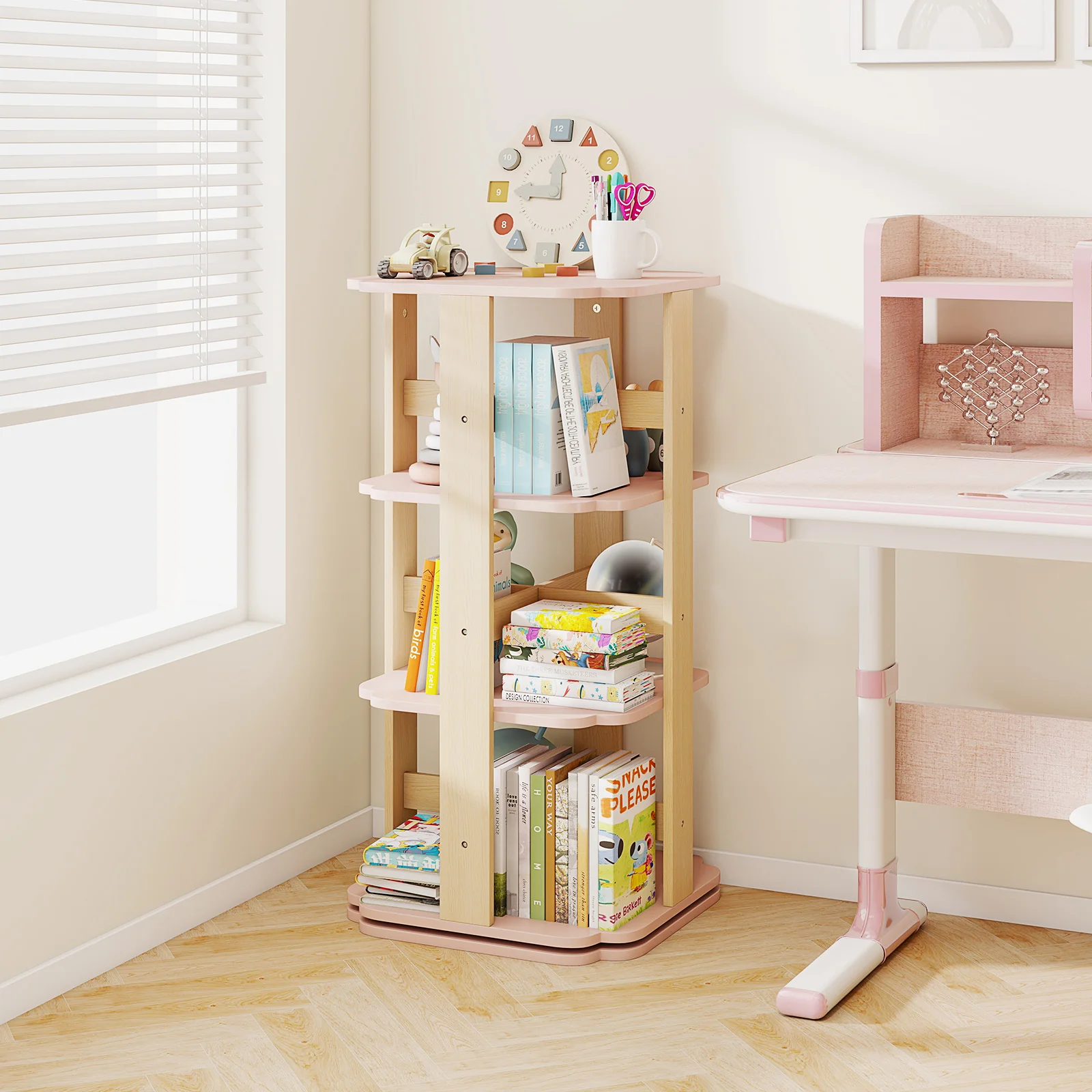 360° Spinning 3-Tier Kids Book Shelf Tower with 12 Sectors - Image 3