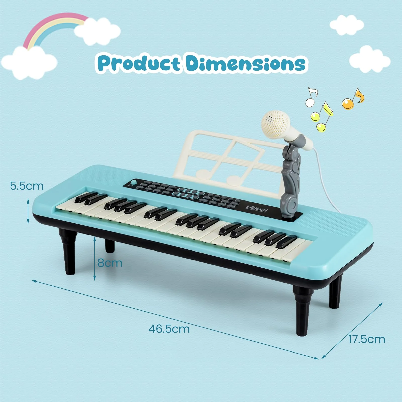 37 Keys Kids Piano Keyboard, Portable Musical Toy with Microphone & Music Stand - Image 4