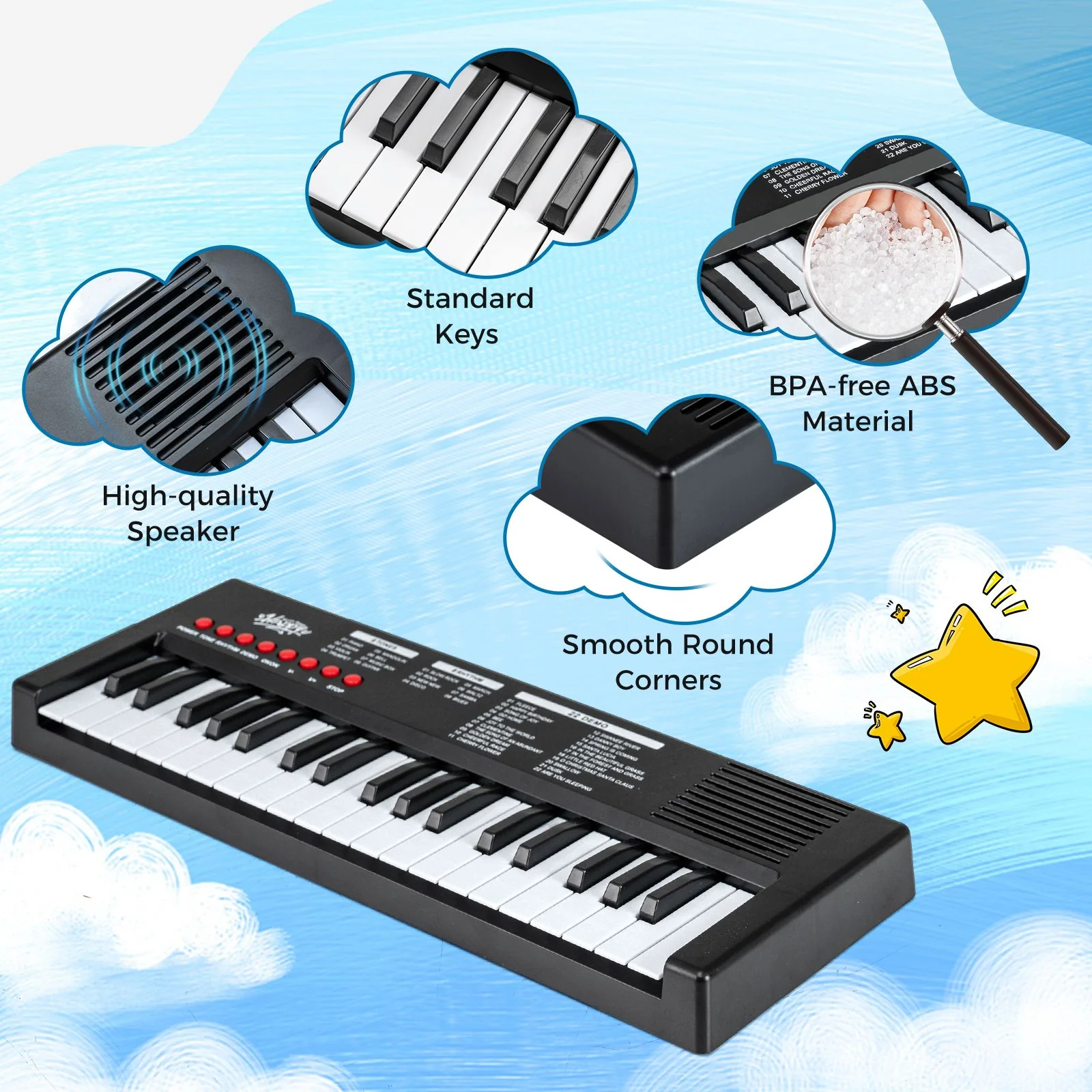 37 Keys Portable Electric Keyboard Piano with Microphone and 8 Tones - Image 8