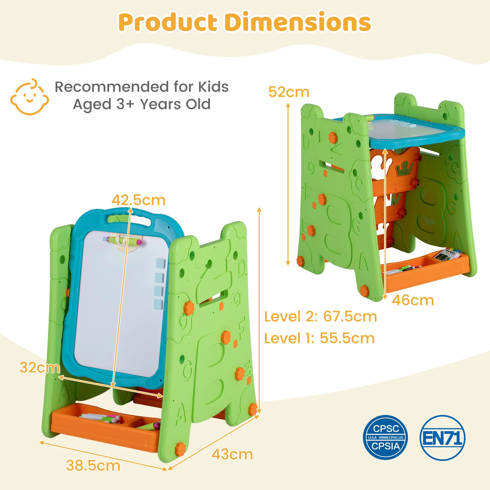 4 in 1 Art Easel for Kids, Double Sided Magnetic Board - Image 11