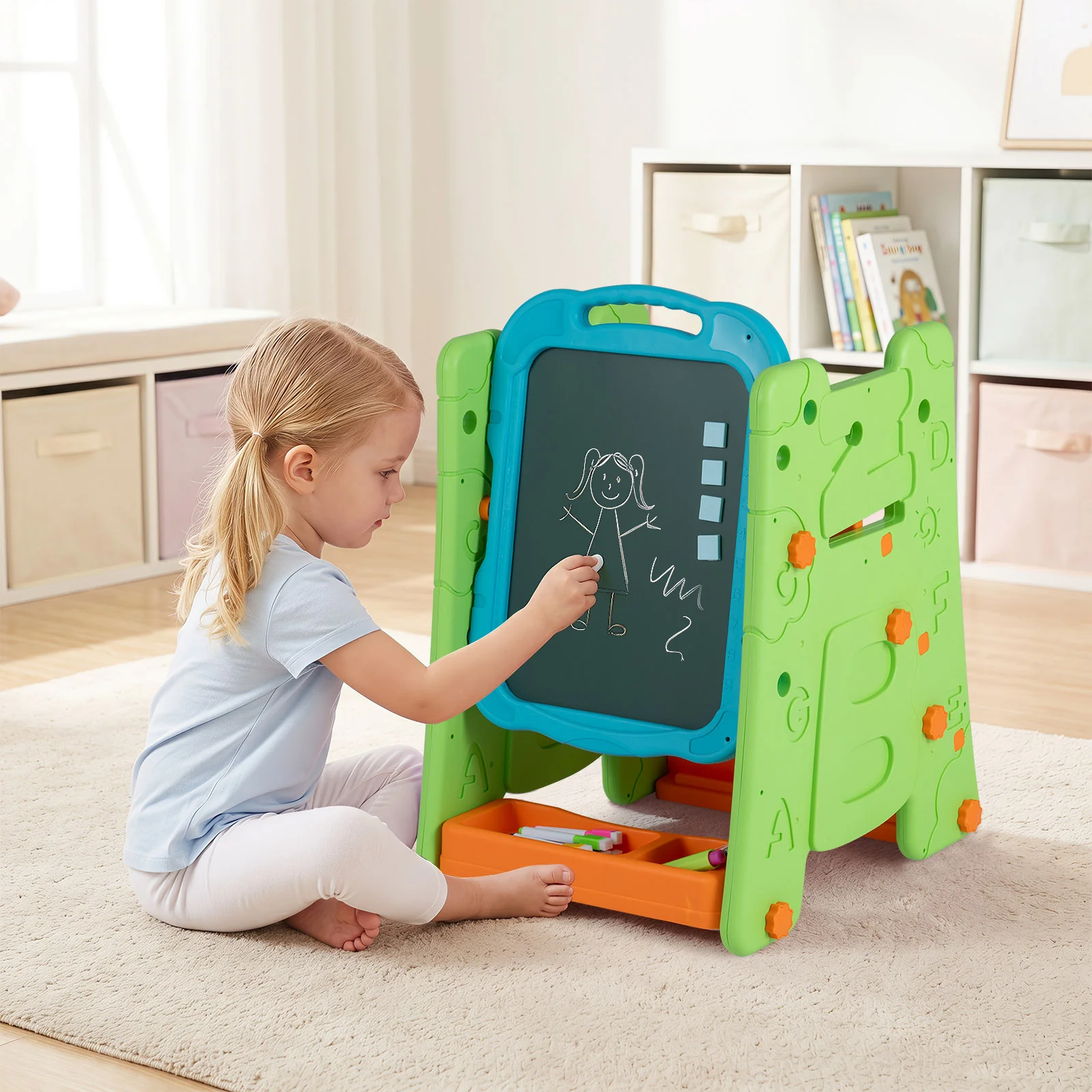 4 in 1 Art Easel for Kids, Double Sided Magnetic Board - Image 2