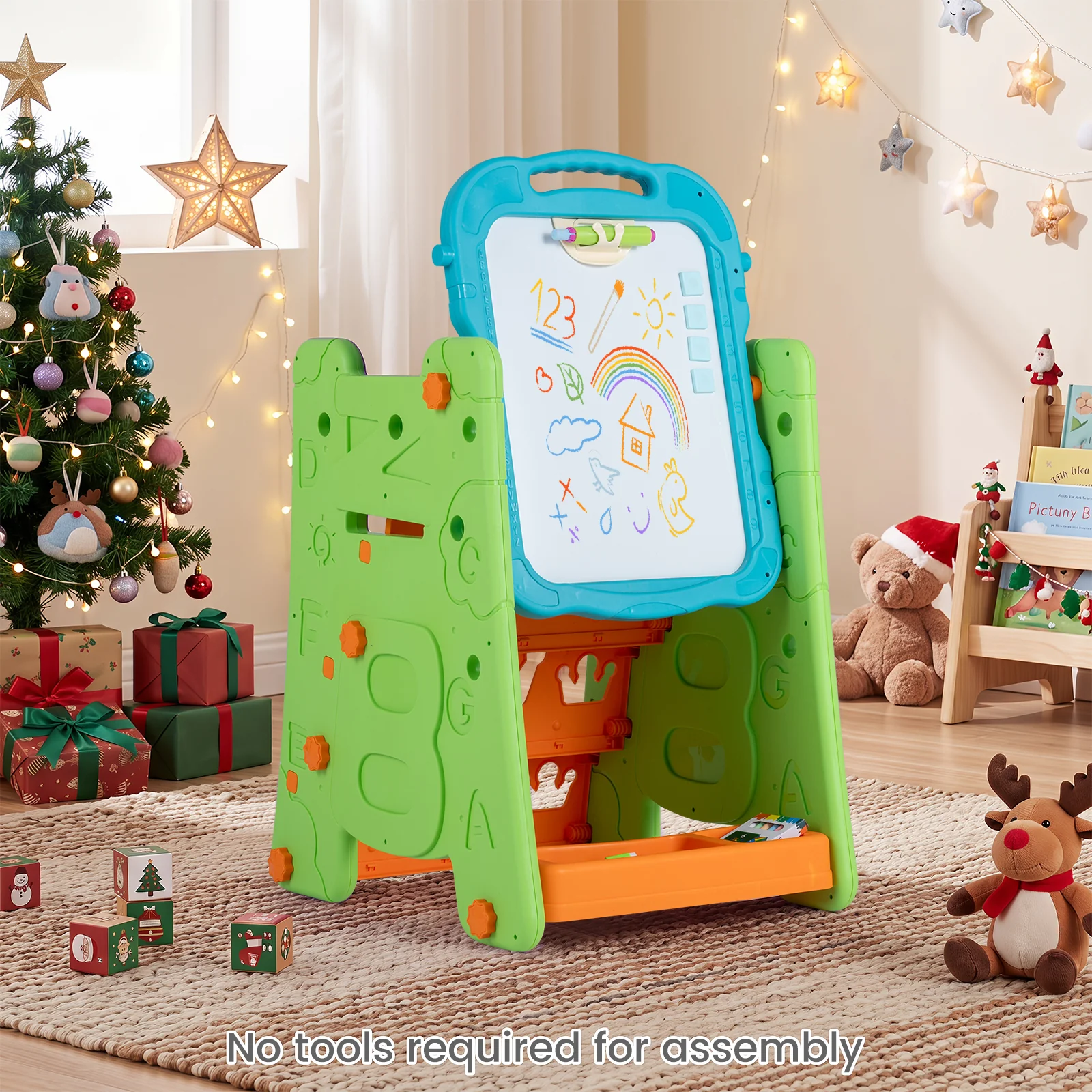 4 in 1 Art Easel for Kids, Double Sided Magnetic Board - Image 3