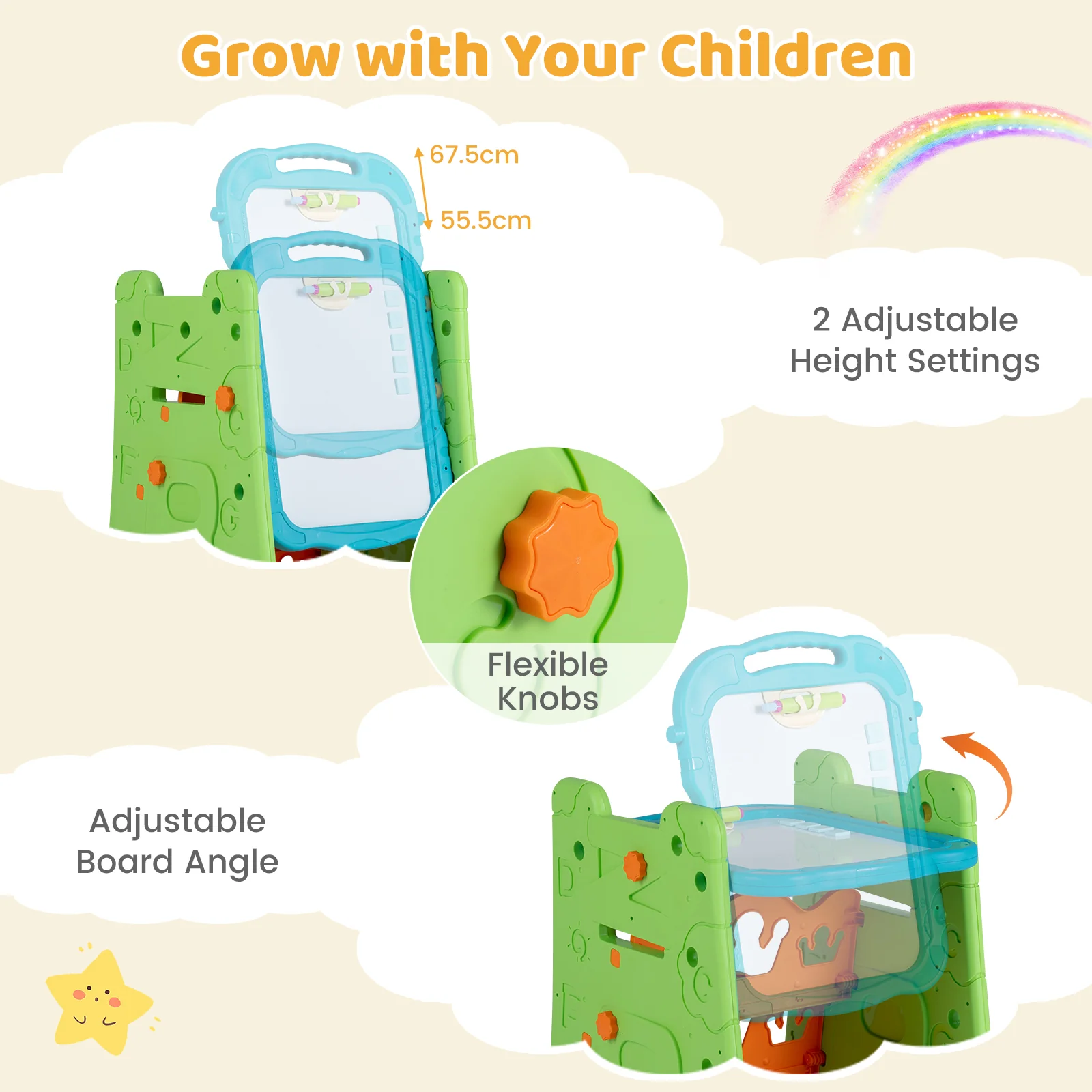 4 in 1 Art Easel for Kids, Double Sided Magnetic Board - Image 7