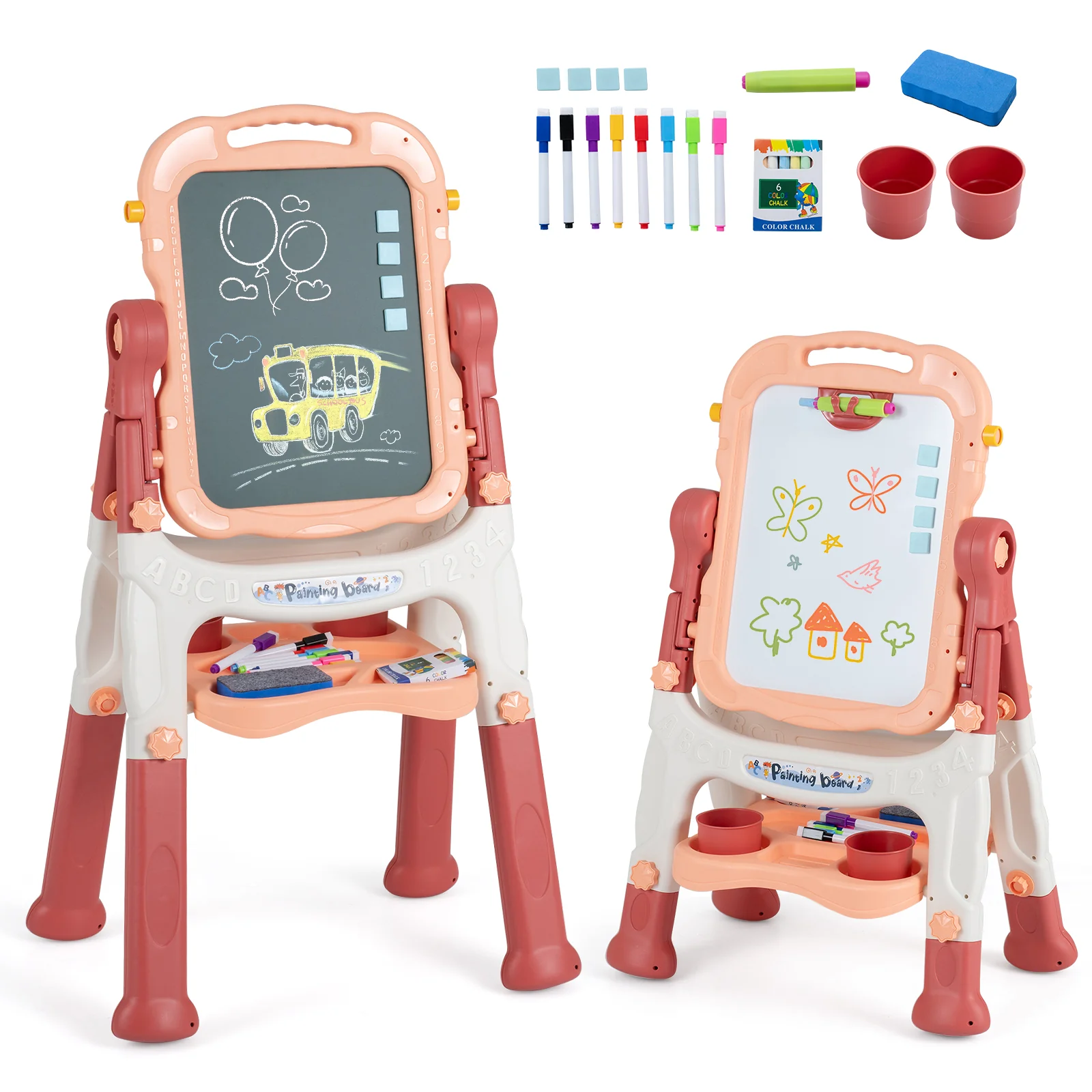 4-In-1 Double Side Easel for Toddler, Magnetic Chalkboard & White Drawing Board, Birthday Christmas Gift for 3+ Boys Girls - Image 12