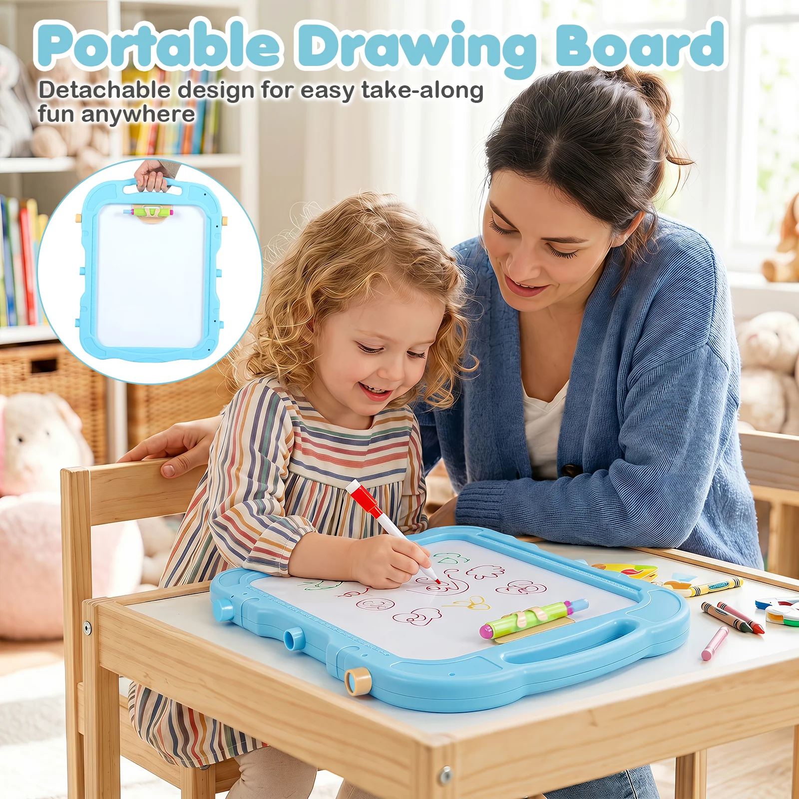 4-In-1 Double Side Easel for Toddler, Magnetic Chalkboard & White Drawing Board, Birthday Christmas Gift for 3+ Boys Girls - Image 5