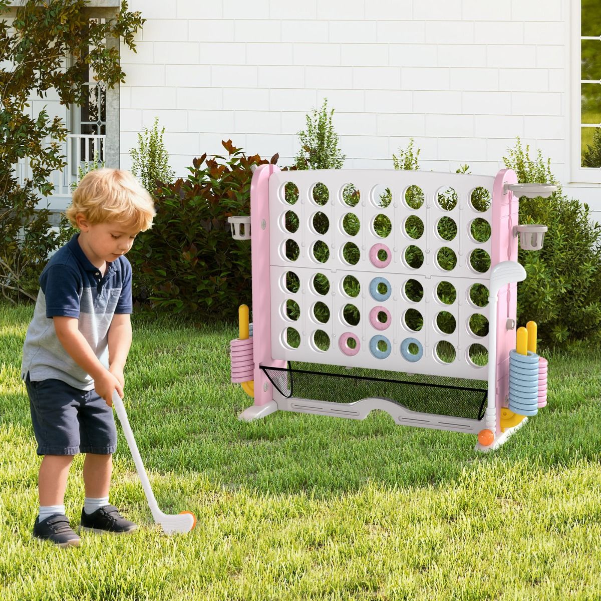 4-in-a-Row Game Set with Mesh Pocket for Indoor & Outdoor Holiday Parties - Image 2