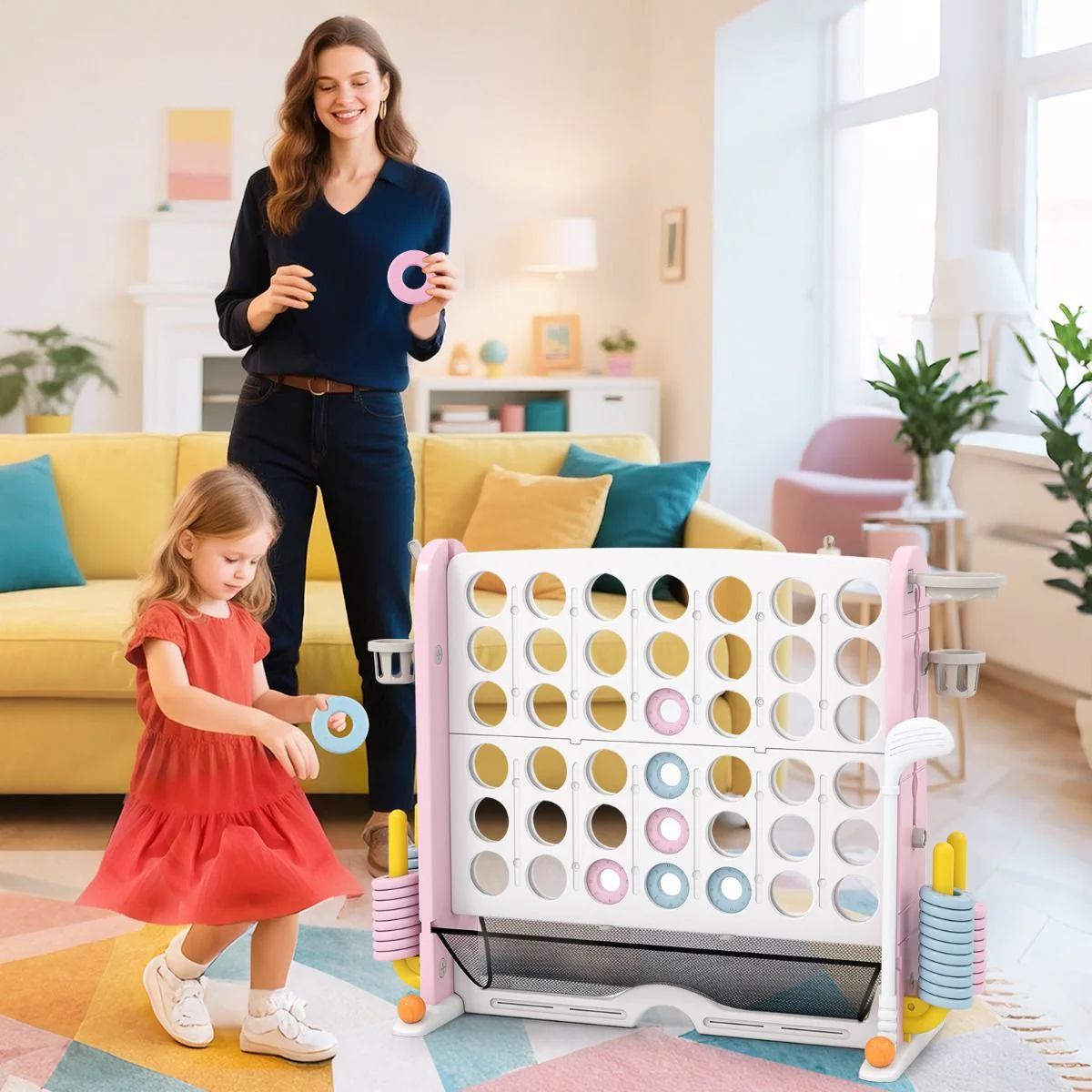 4-in-a-Row Game Set with Mesh Pocket for Indoor & Outdoor Holiday Parties - Image 3