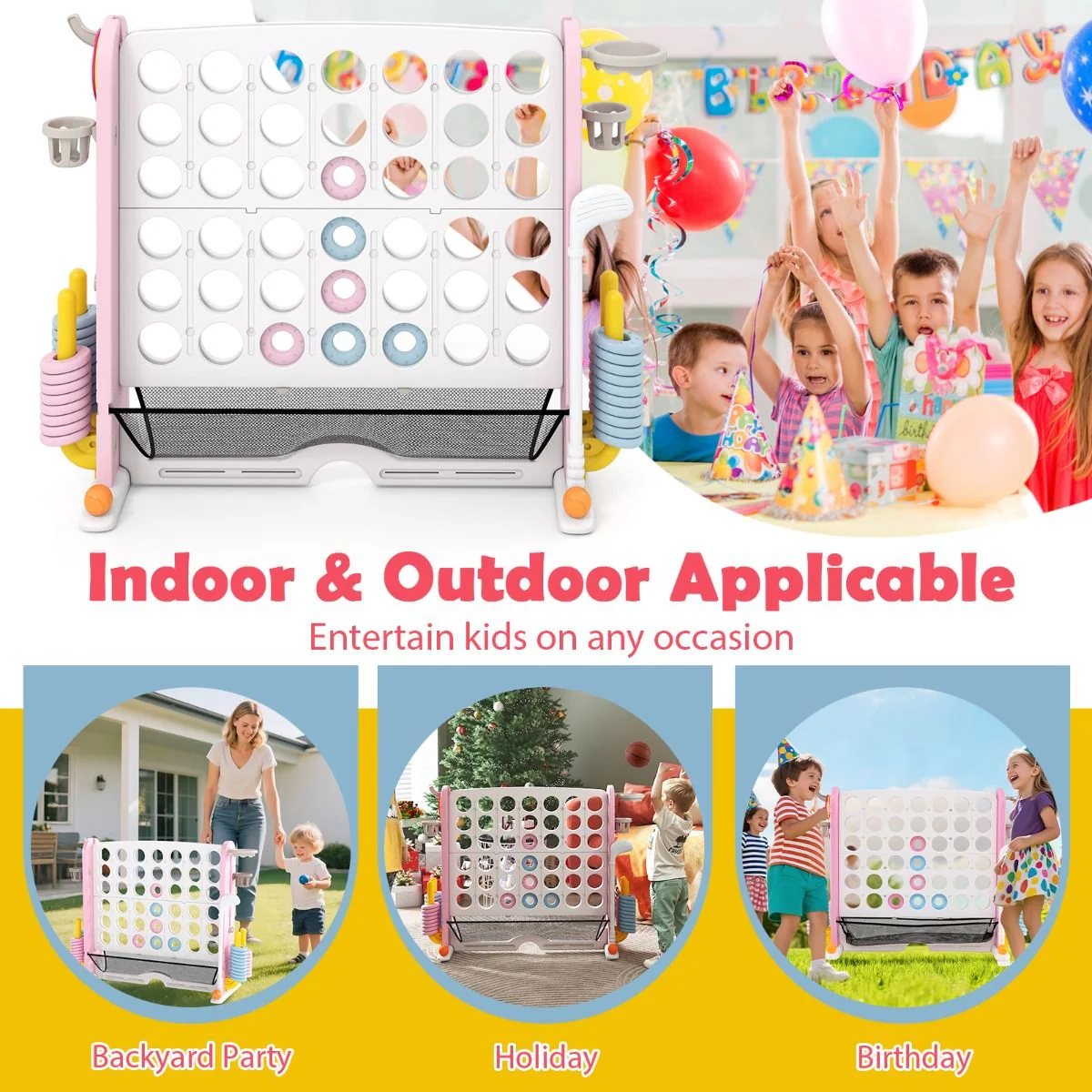 4-in-a-Row Game Set with Mesh Pocket for Indoor & Outdoor Holiday Parties - Image 9