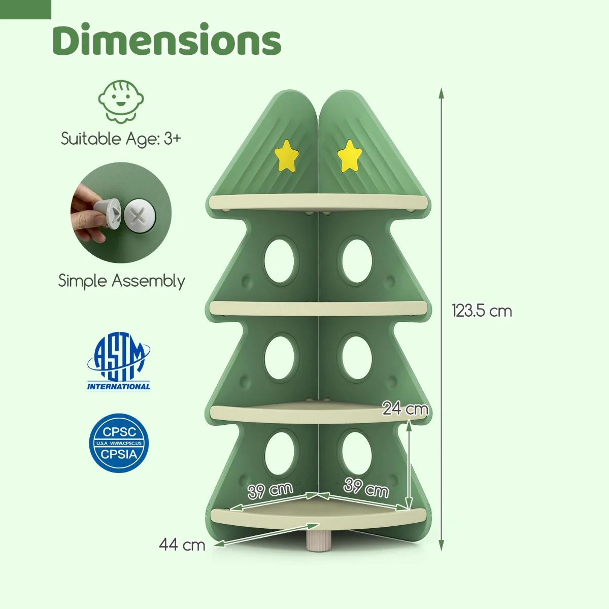 4-Tier Toddler Christmas Tree Bookcase for Kids Room - Image 3
