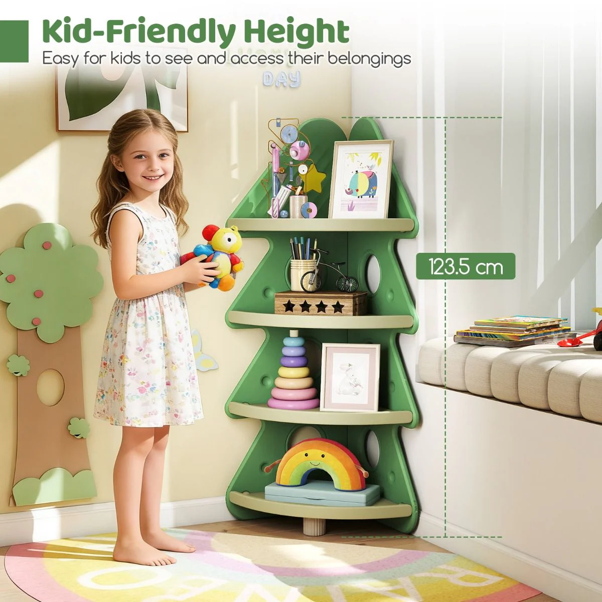 4-Tier Toddler Christmas Tree Bookcase for Kids Room - Image 4