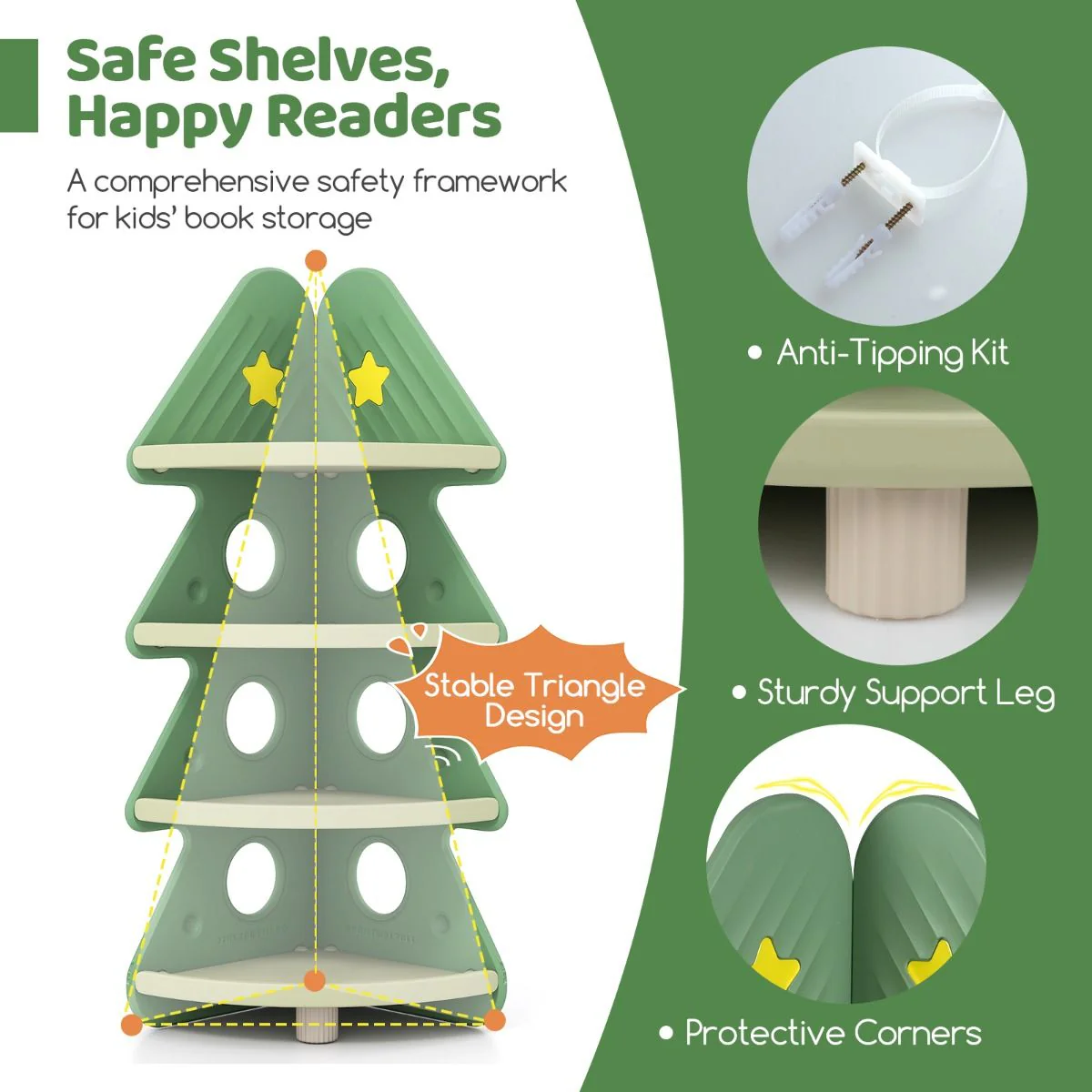 4-Tier Toddler Christmas Tree Bookcase for Kids Room - Image 7