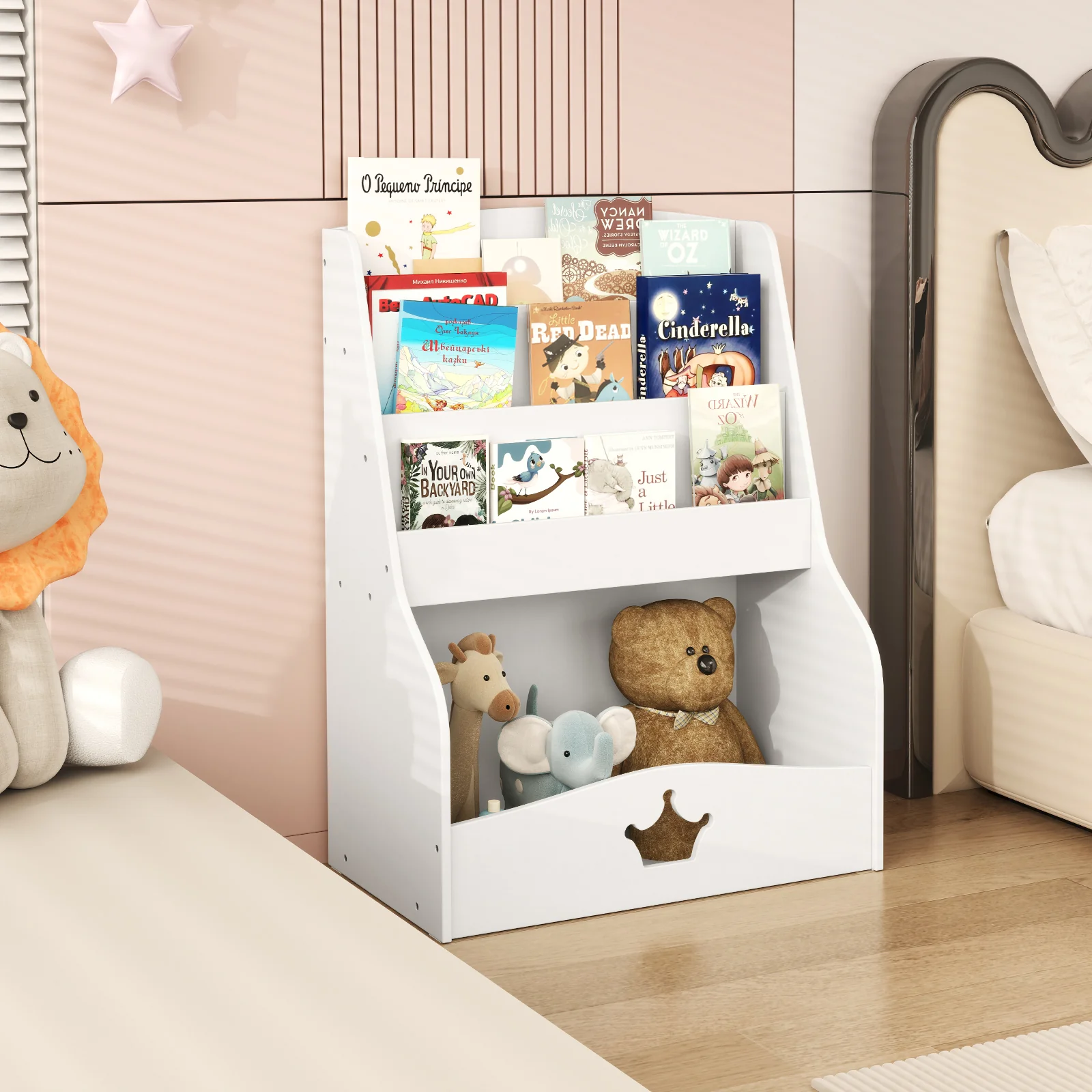 4-Tier Wooden Toy Storage Organizer, Children Bookcase Display Rack for Playroom, Kindergarten, Nursery, Classroom - Image 3