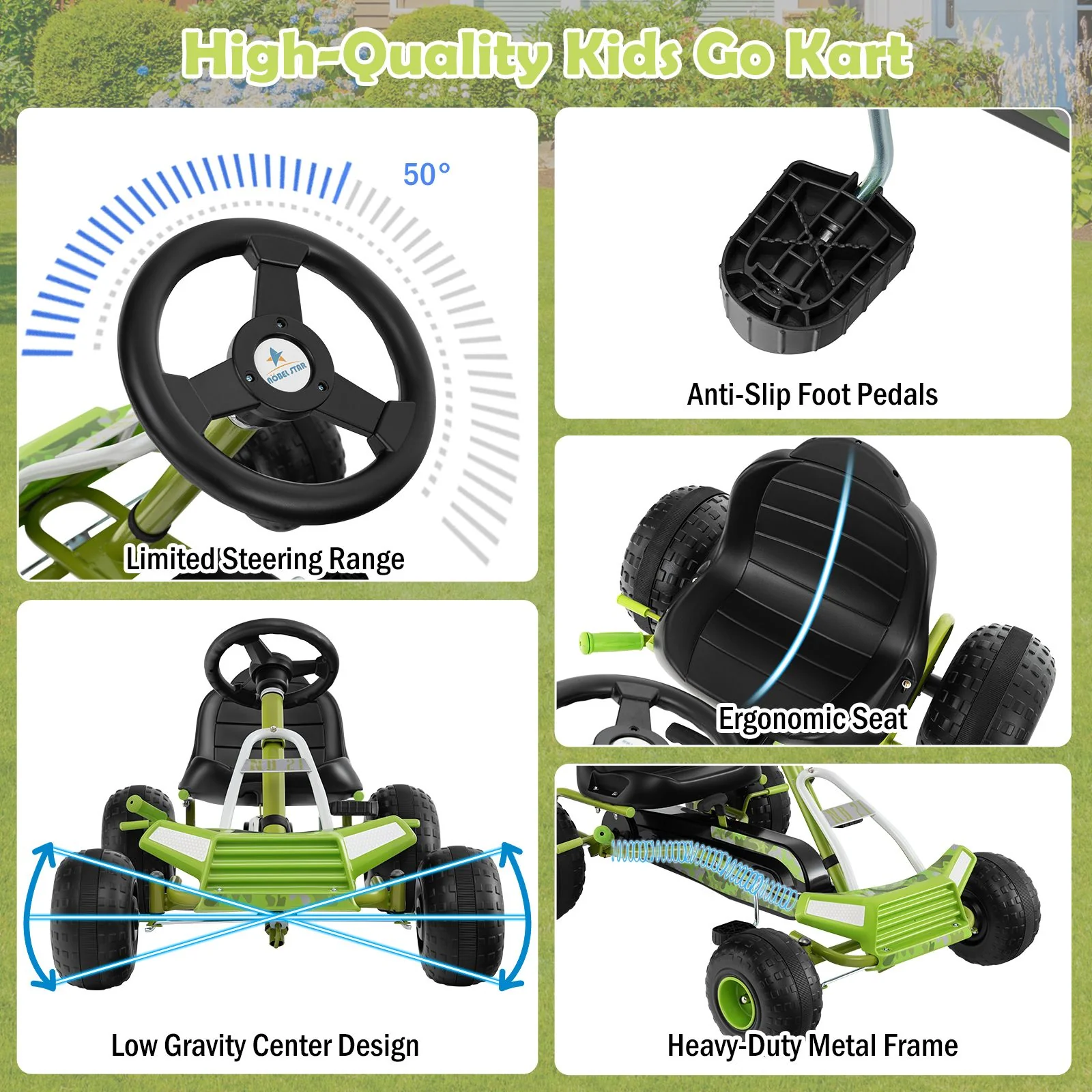 4 Wheel Ride on Toy with Adjustable Seat and Wear-Resistant Wheels for Boys and Girls - Image 9