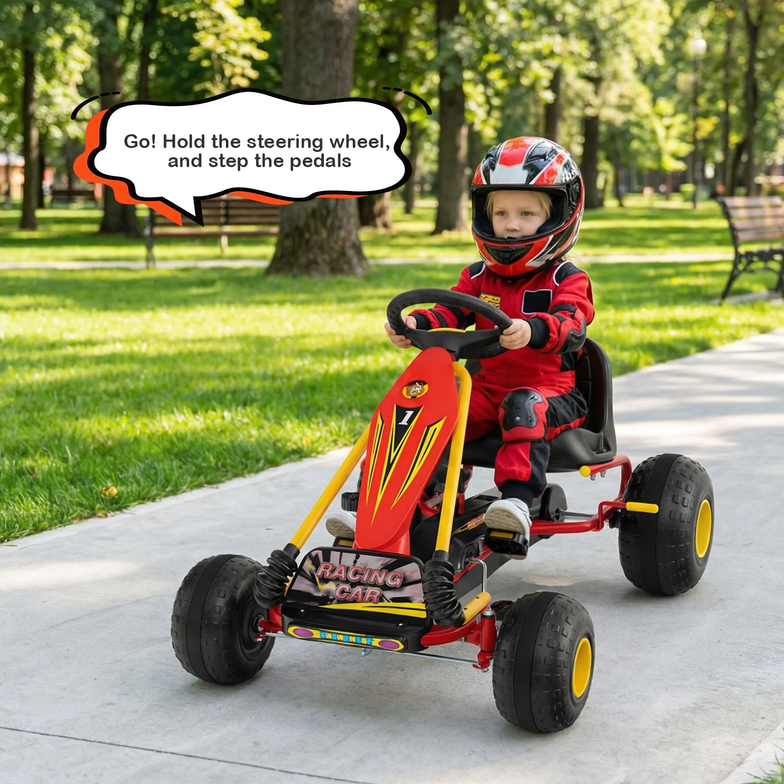 4 Wheel Ride on Toy with Handbrake and Wear-Resistant Wheels for Boys and Girls - Image 4