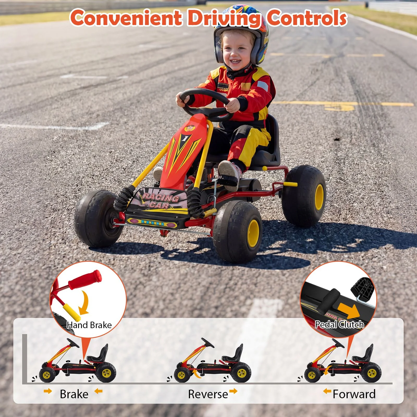 4 Wheel Ride on Toy with Handbrake and Wear-Resistant Wheels for Boys and Girls - Image 5