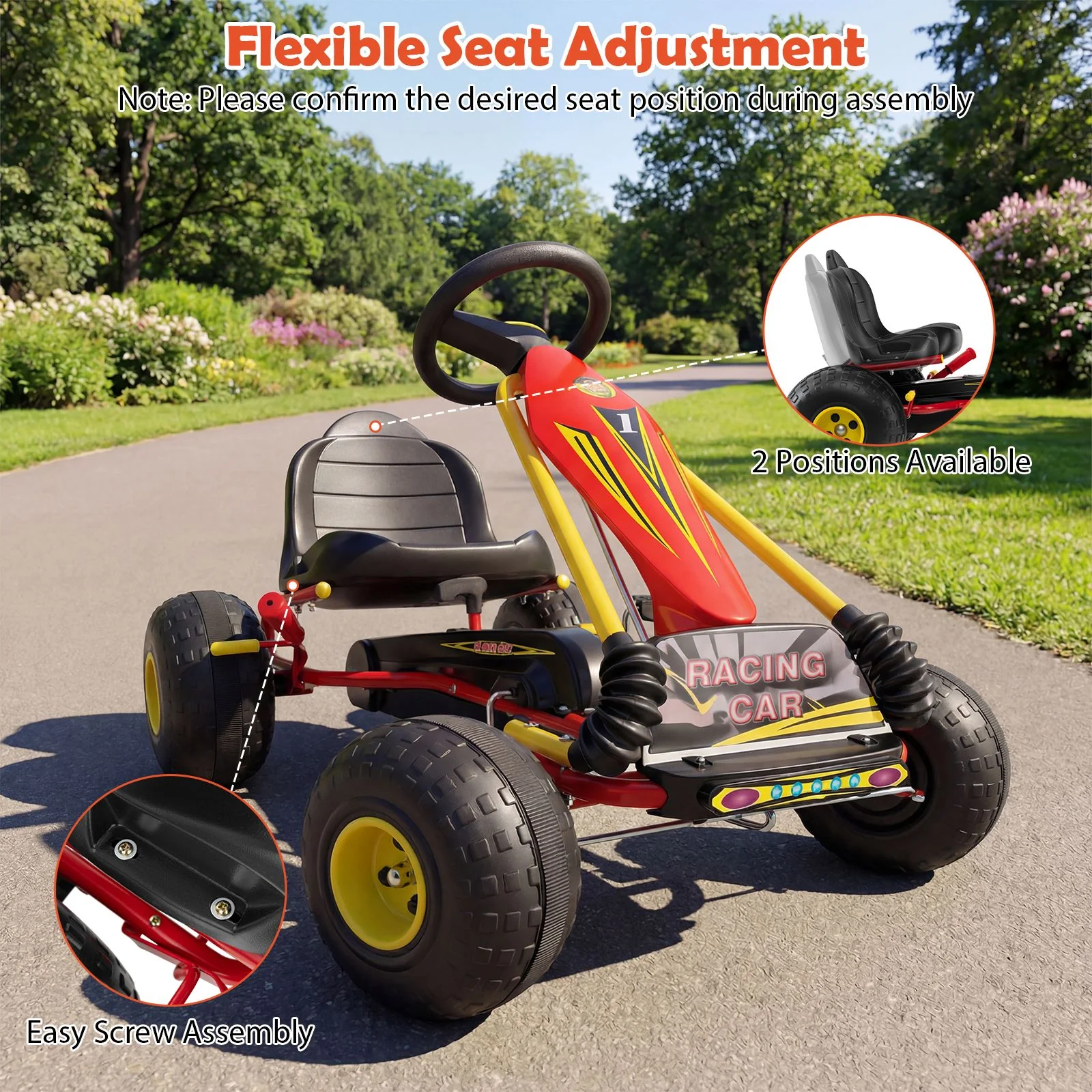 4 Wheel Ride on Toy with Handbrake and Wear-Resistant Wheels for Boys and Girls - Image 6