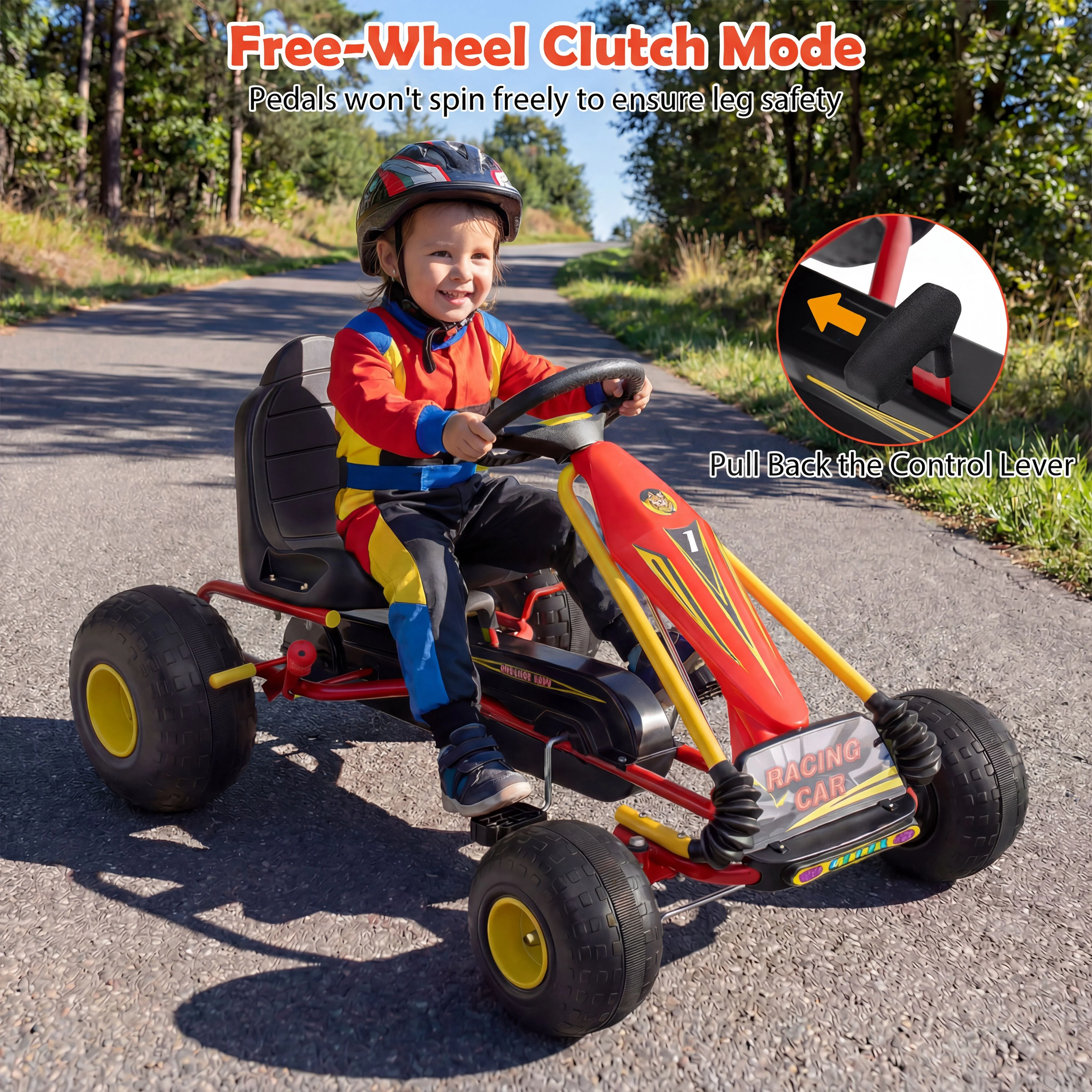 4 Wheel Ride on Toy with Handbrake and Wear-Resistant Wheels for Boys and Girls - Image 7
