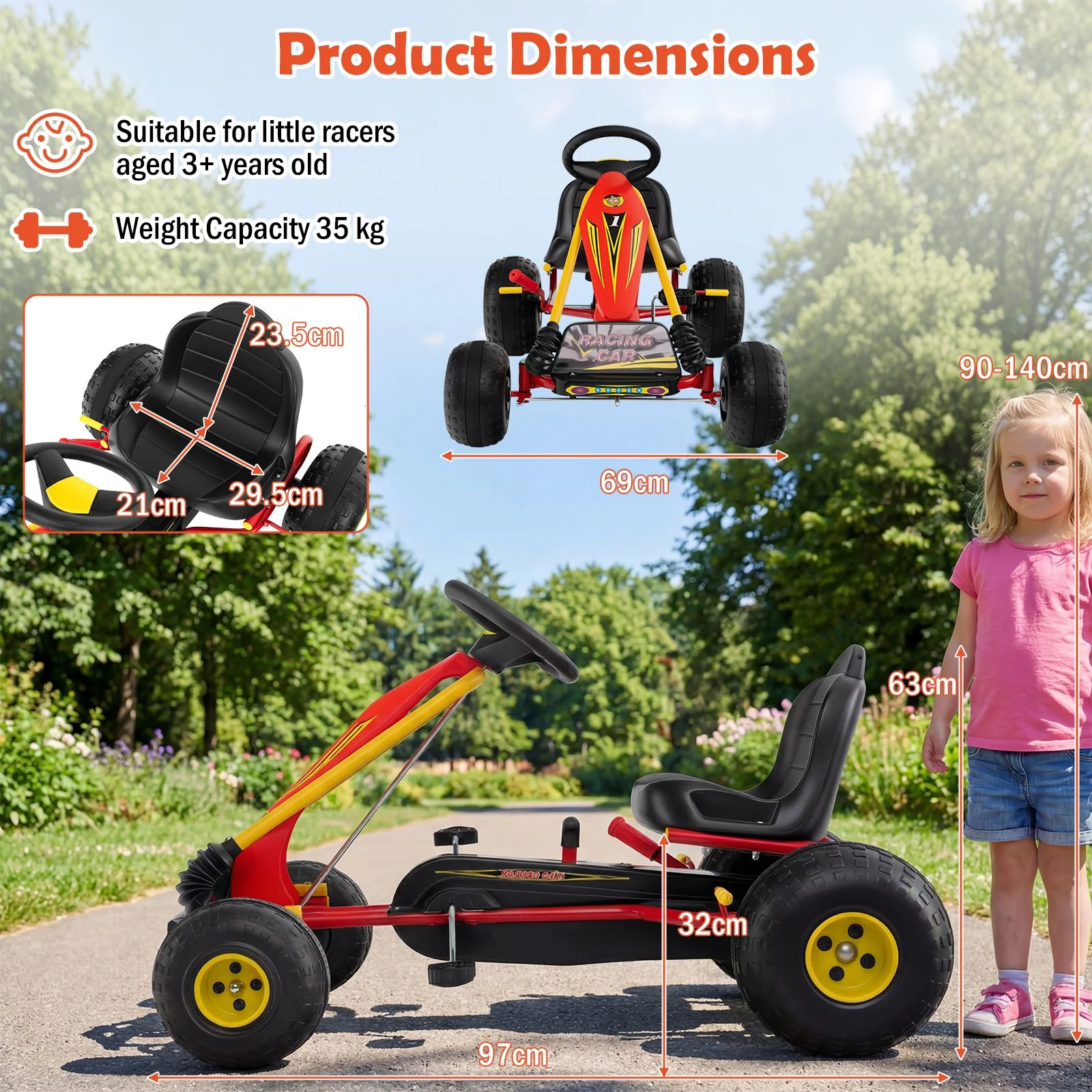 4 Wheel Ride on Toy with Handbrake and Wear-Resistant Wheels for Boys and Girls - Image 8