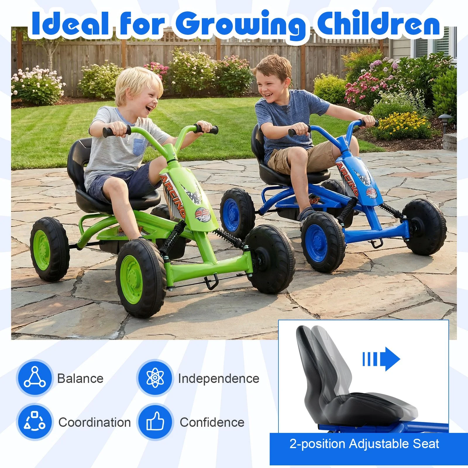 4 Wheel Toddler Ride On Pedal Car with Steering Handlebars - Image 4