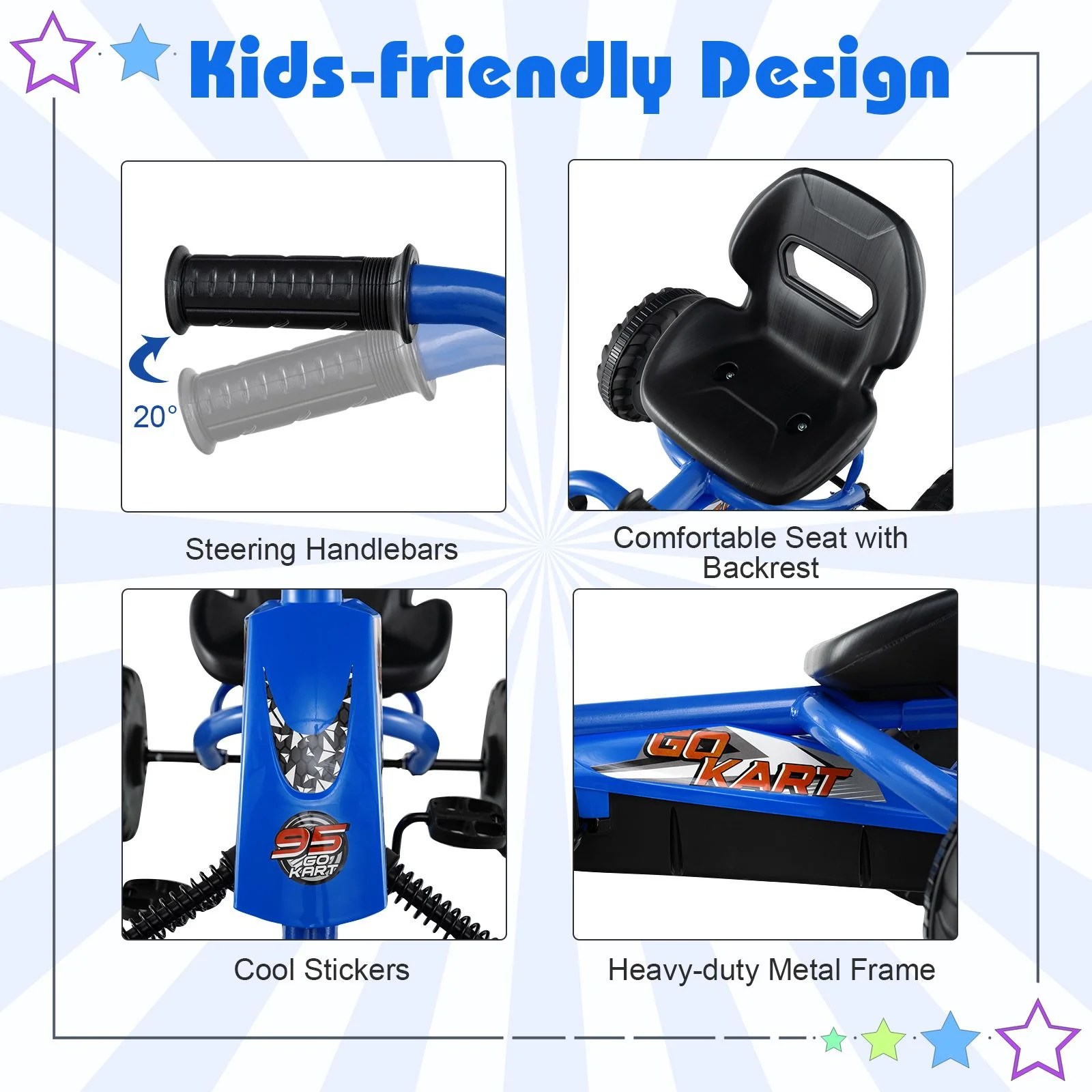 4 Wheel Toddler Ride On Pedal Car with Steering Handlebars - Image 6