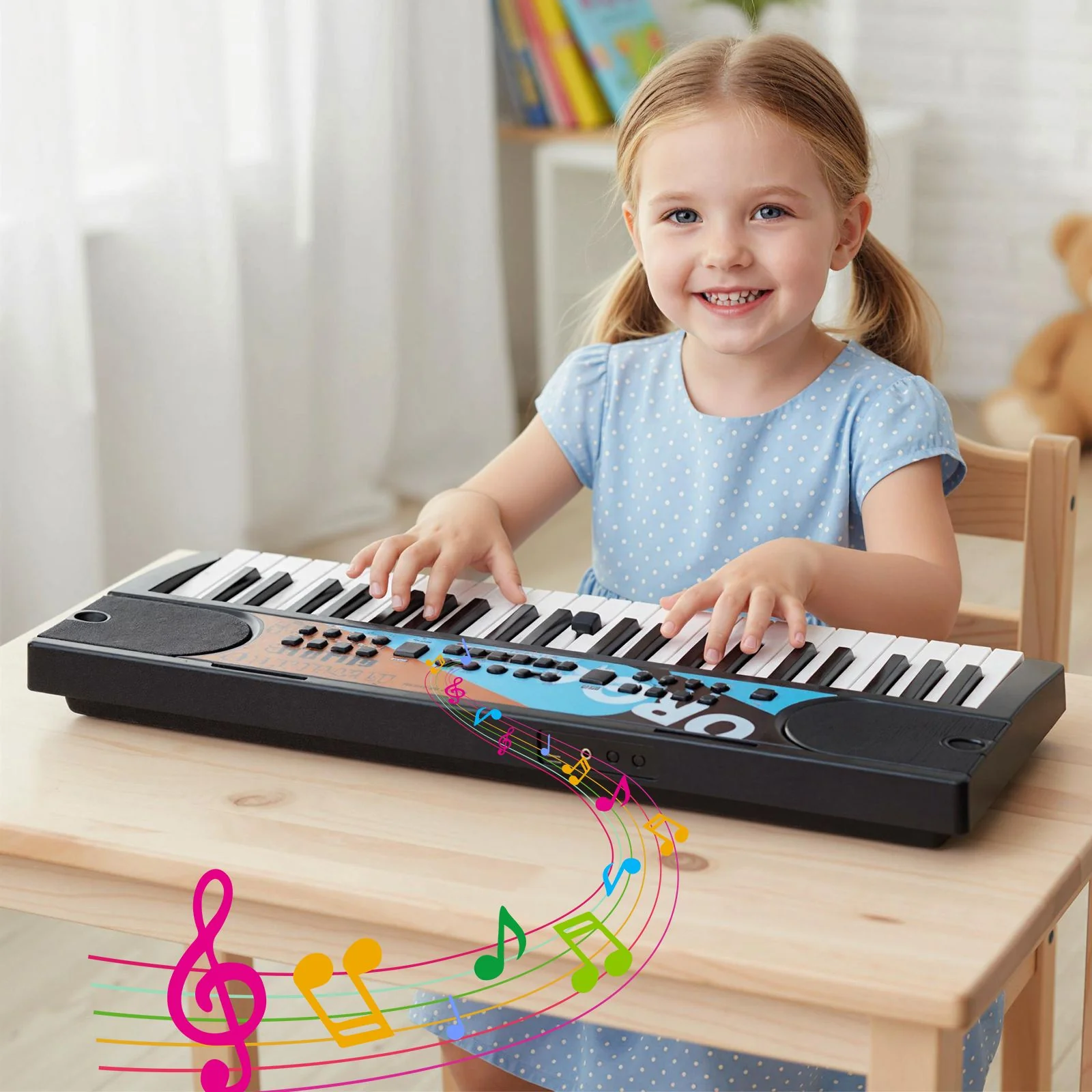 49 Keys Portable Electric Keyboard Piano with Microphone and 8 Tones - Image 2