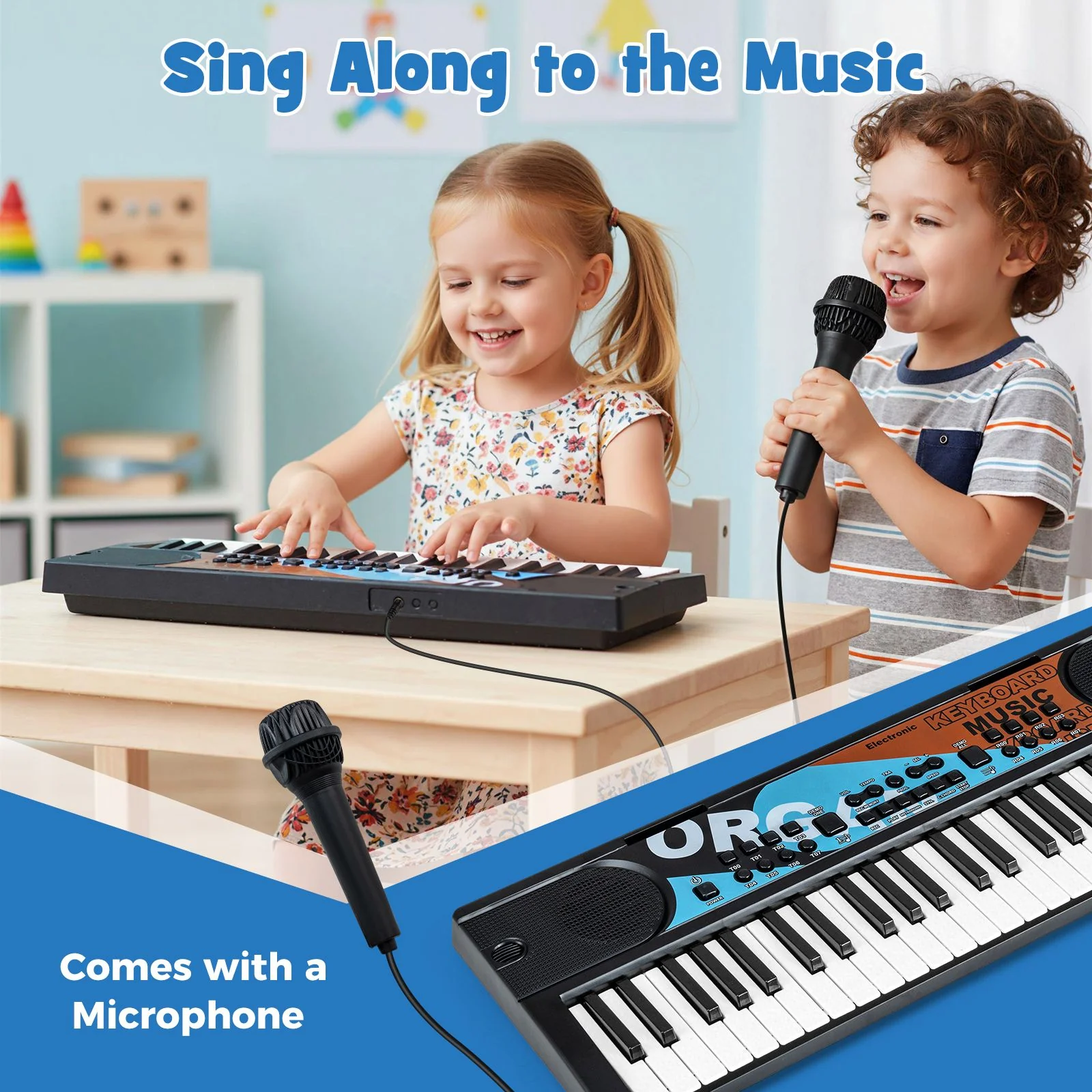 49 Keys Portable Electric Keyboard Piano with Microphone and 8 Tones - Image 4