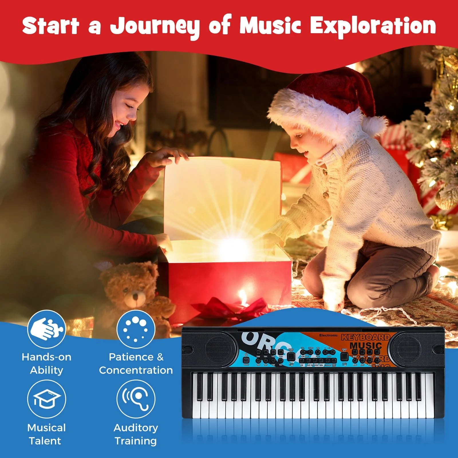 49 Keys Portable Electric Keyboard Piano with Microphone and 8 Tones - Image 5
