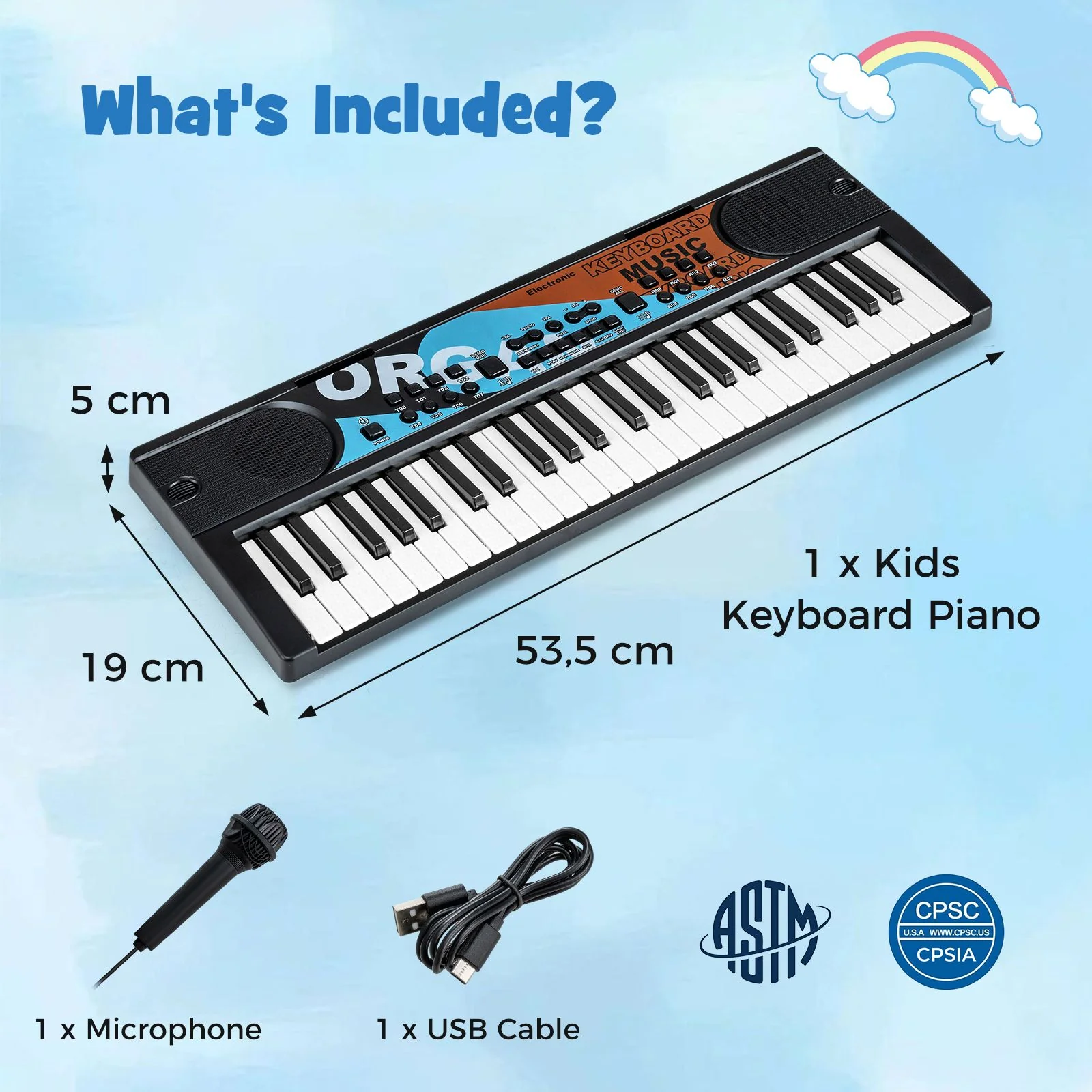 49 Keys Portable Electric Keyboard Piano with Microphone and 8 Tones - Image 6