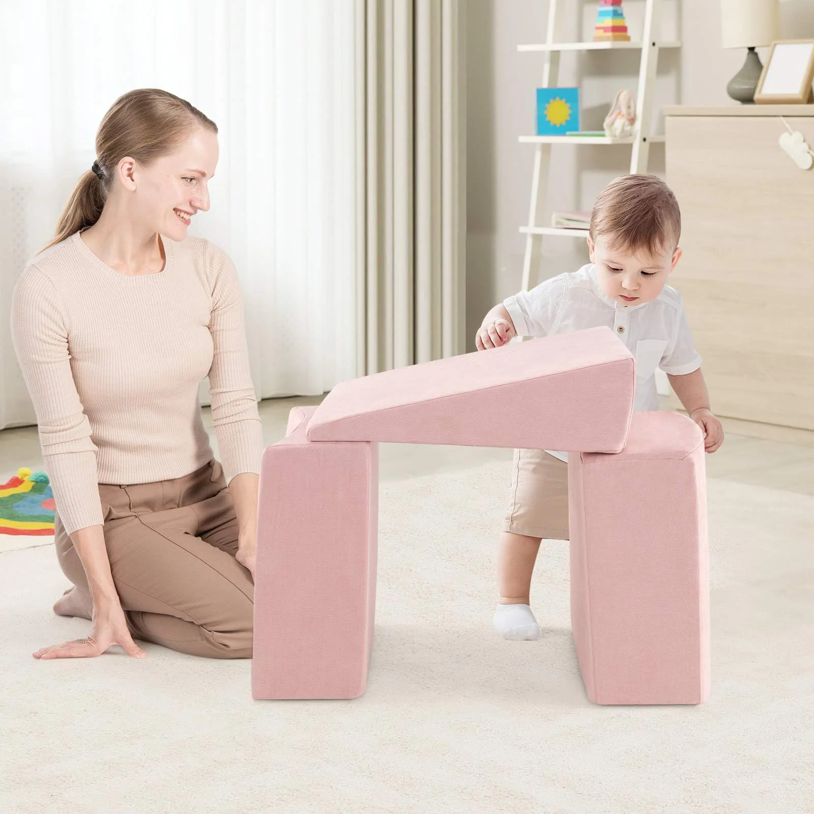 5-Piece Climb and Crawl Soft Playset w/ Ball Pit, Soft Climbing Foam Blocks for Kids - Image 9