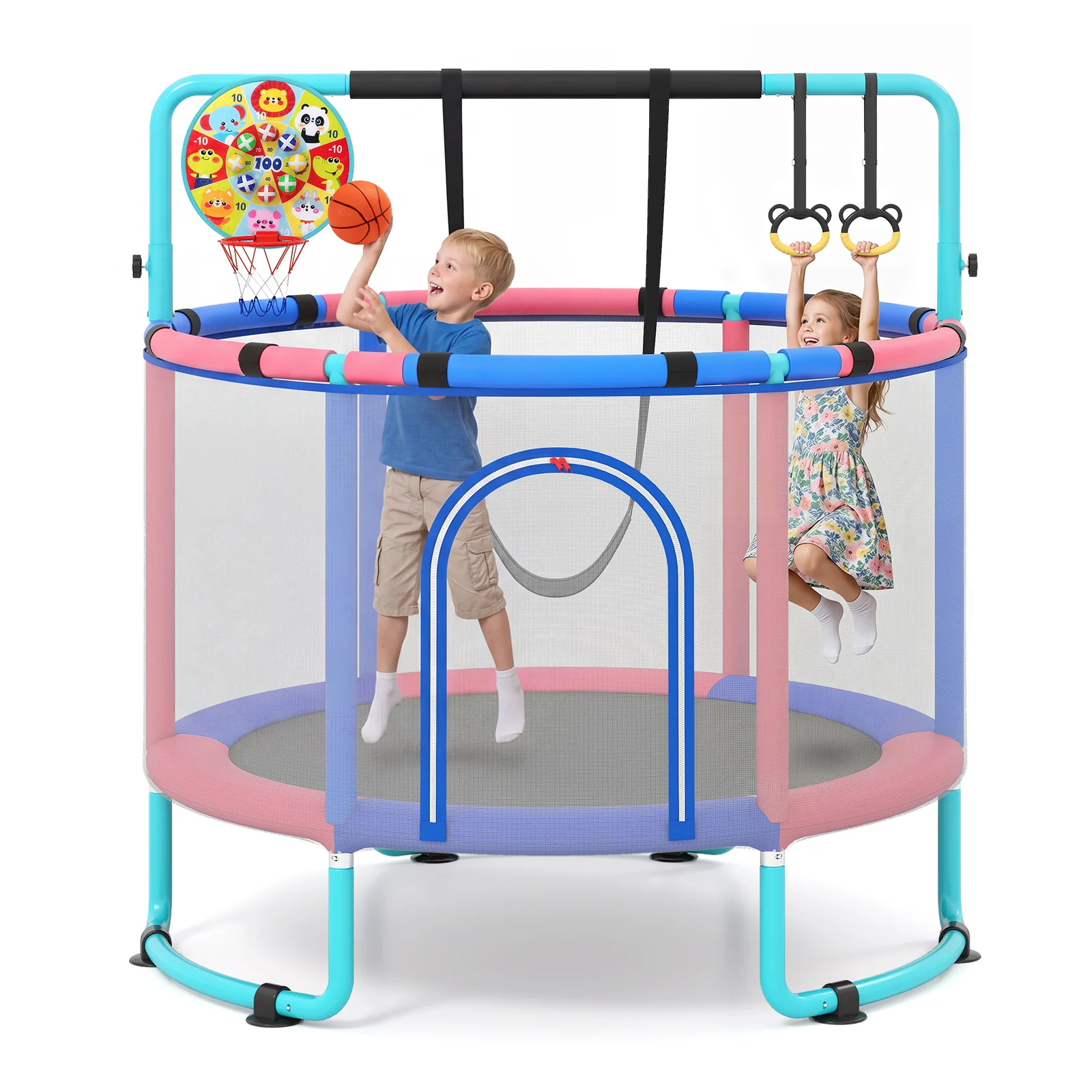 55/60" Trampoline for Kids with Enclosure, 6-in-1 Indoor Outdoor Toddler Trampoline - Image 12