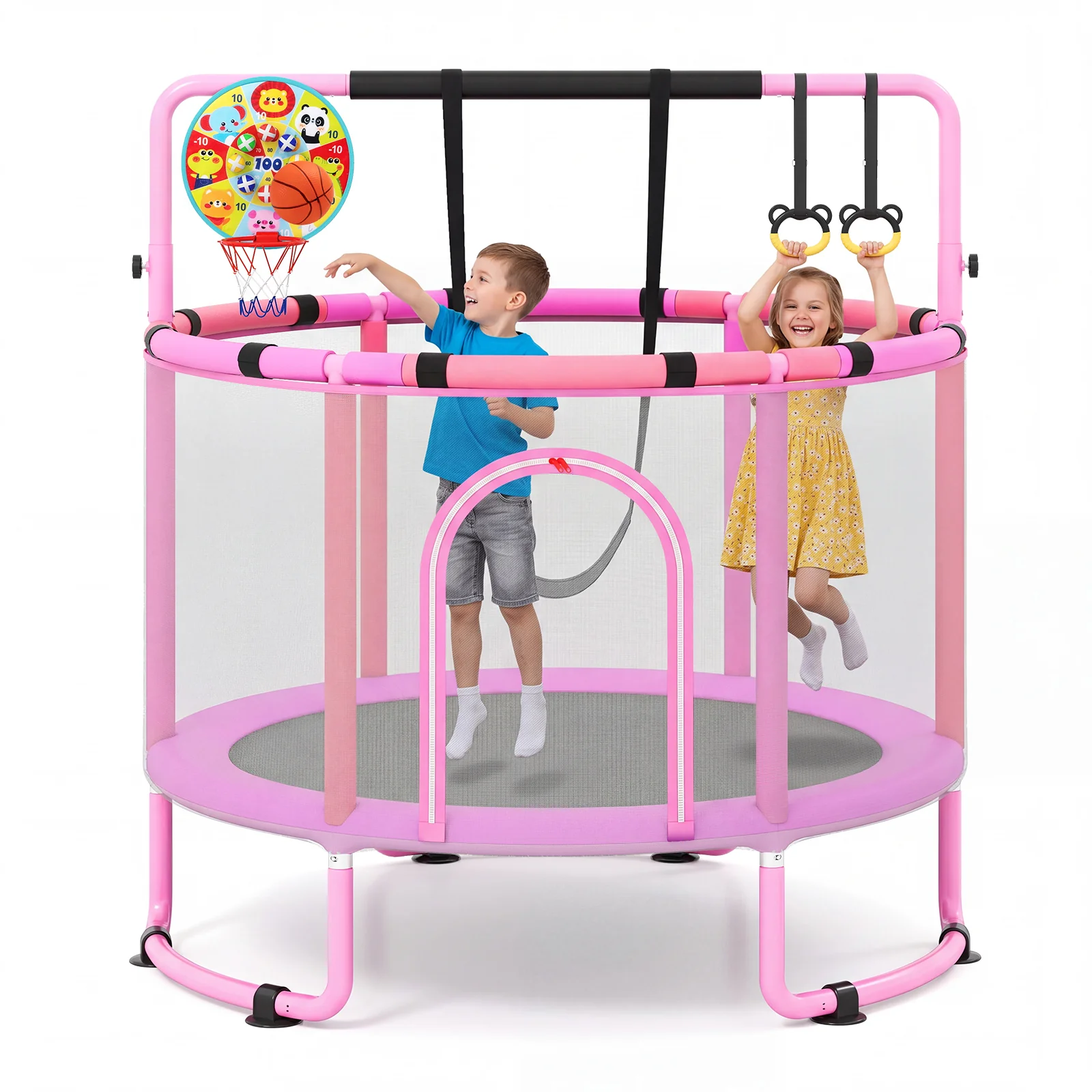 55/60" Trampoline for Kids with Enclosure, 6-in-1 Indoor Outdoor Toddler Trampoline - Image 13