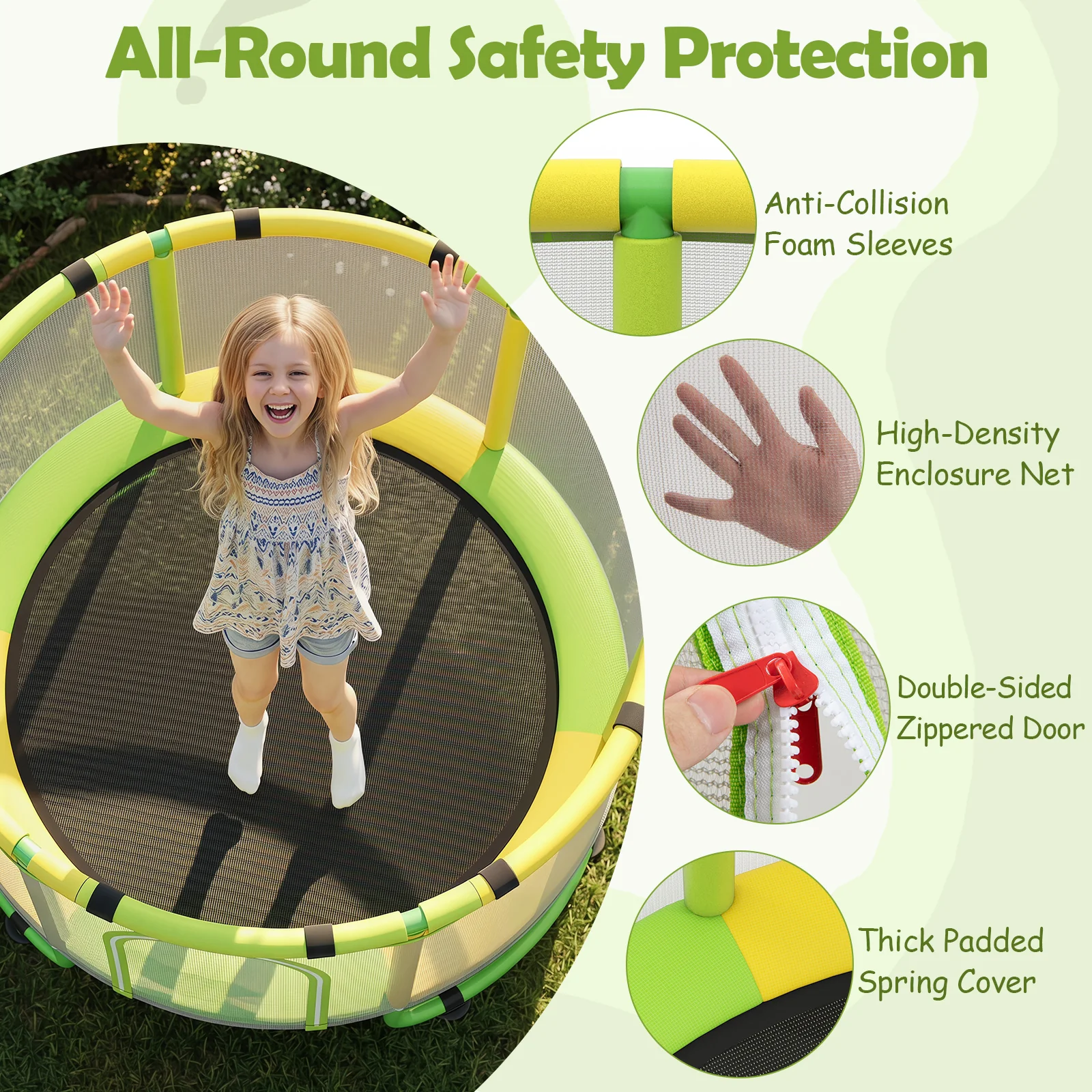 55/60" Trampoline for Kids with Enclosure, 6-in-1 Indoor Outdoor Toddler Trampoline - Image 6