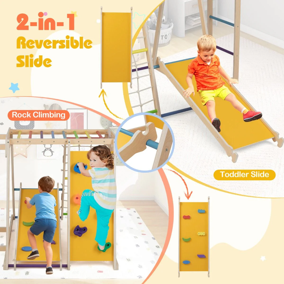 6-in-1 Jungle Gym with Slide and Rock Climbing for 3-14 Years Olds - Image 6