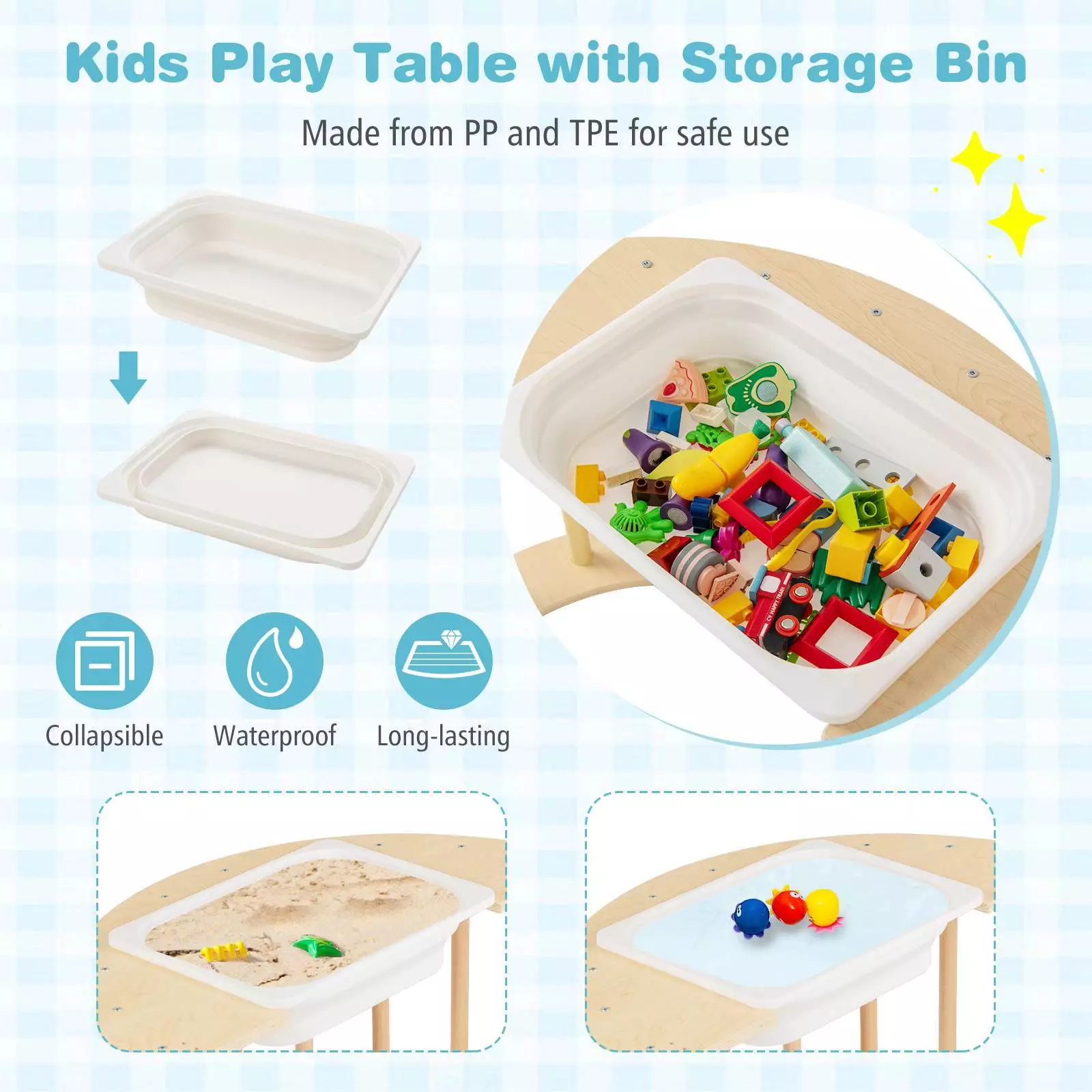 6 in 1 Kids Climbing Arch Playset Wooden Stoppers Toy Rocker Chair w/Storage Bin - Image 9