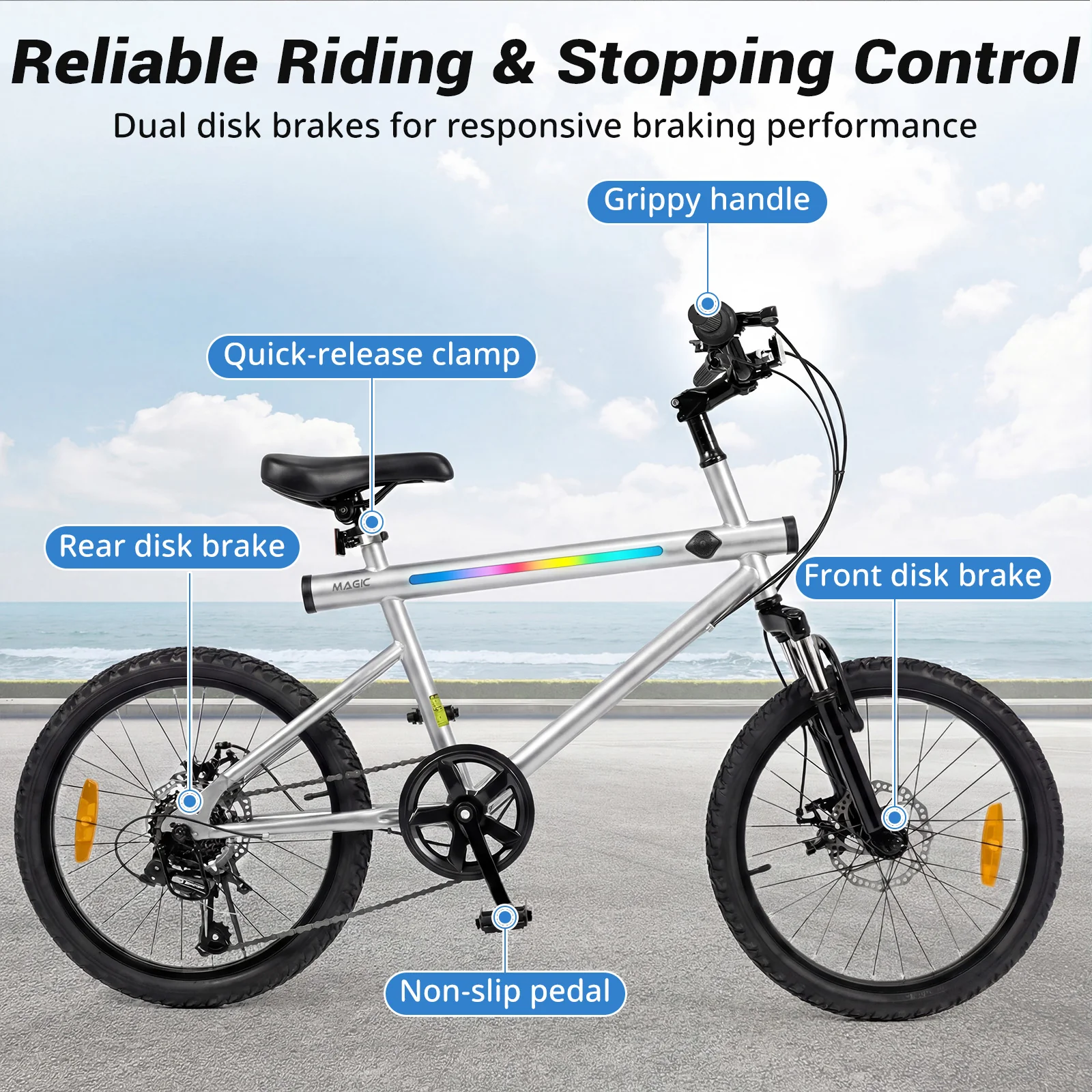 6-Speed Commuter Bicycle with Stereo Speakers and 2 Disc Brakes - Image 9