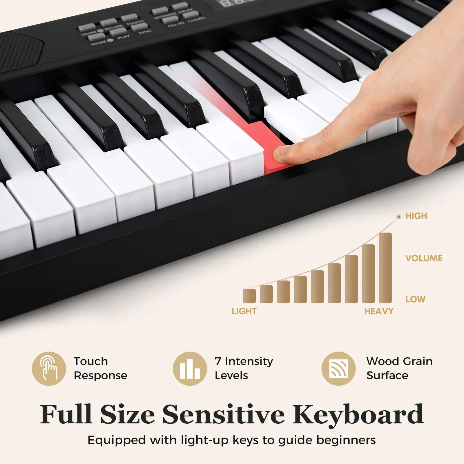 61-Key Foldable Piano Keyboard, Full-size Electronic Keyboard w/MIDI & Split Function - Image 3