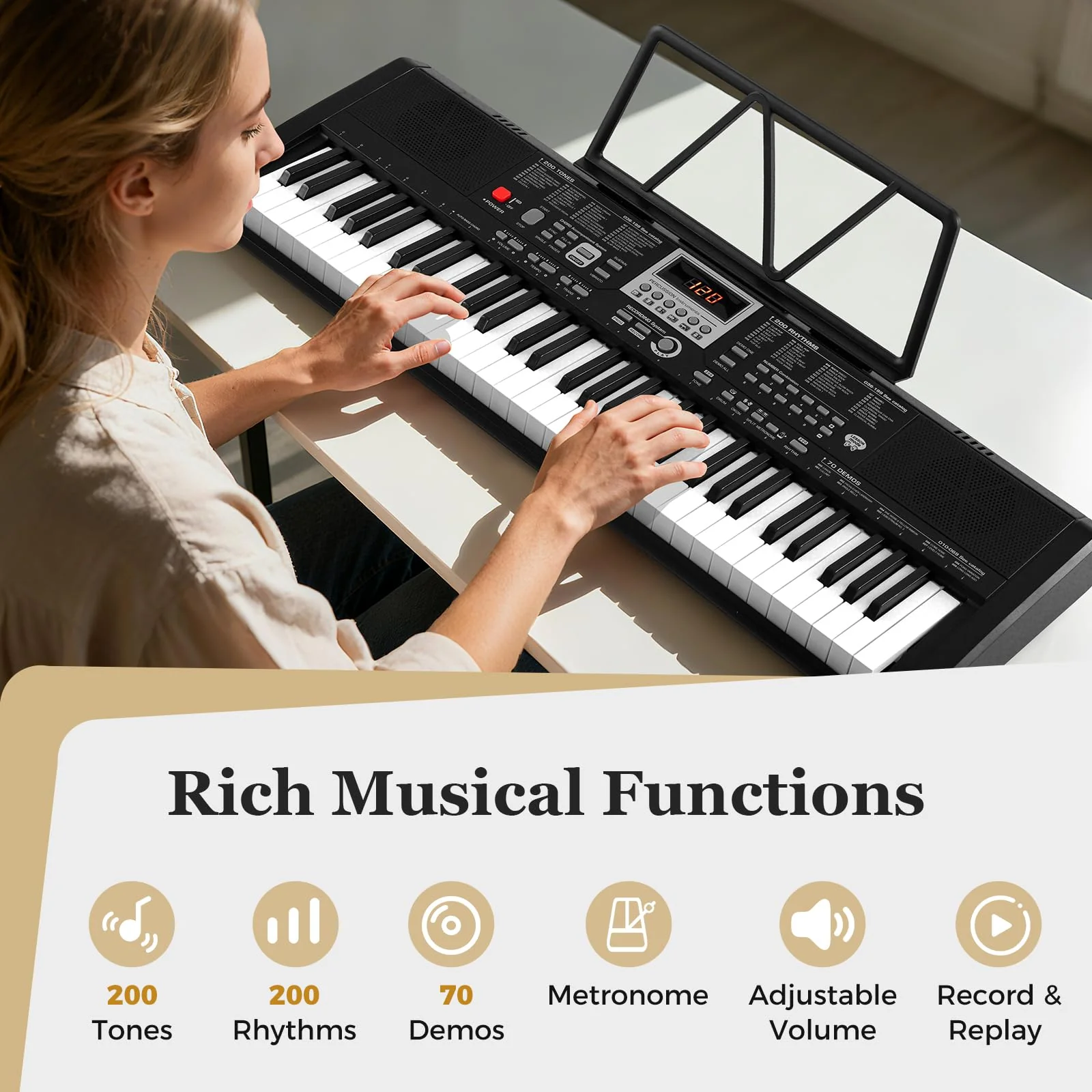61 Keys Portable Keyboard for Beginners, Electric Piano Keyboard Kit - Image 4