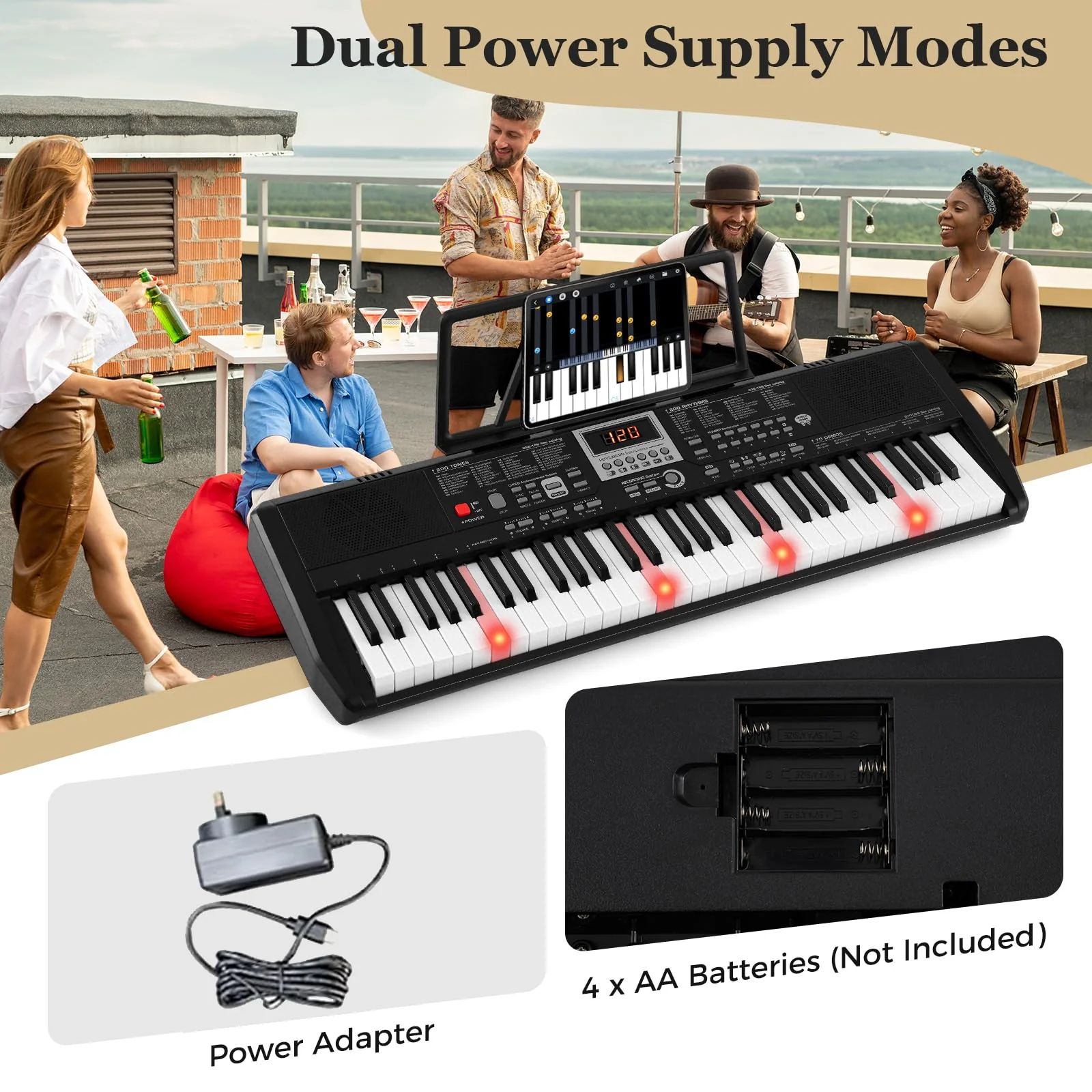 61 Keys Portable Keyboard for Beginners, Electric Piano Keyboard Kit - Image 5