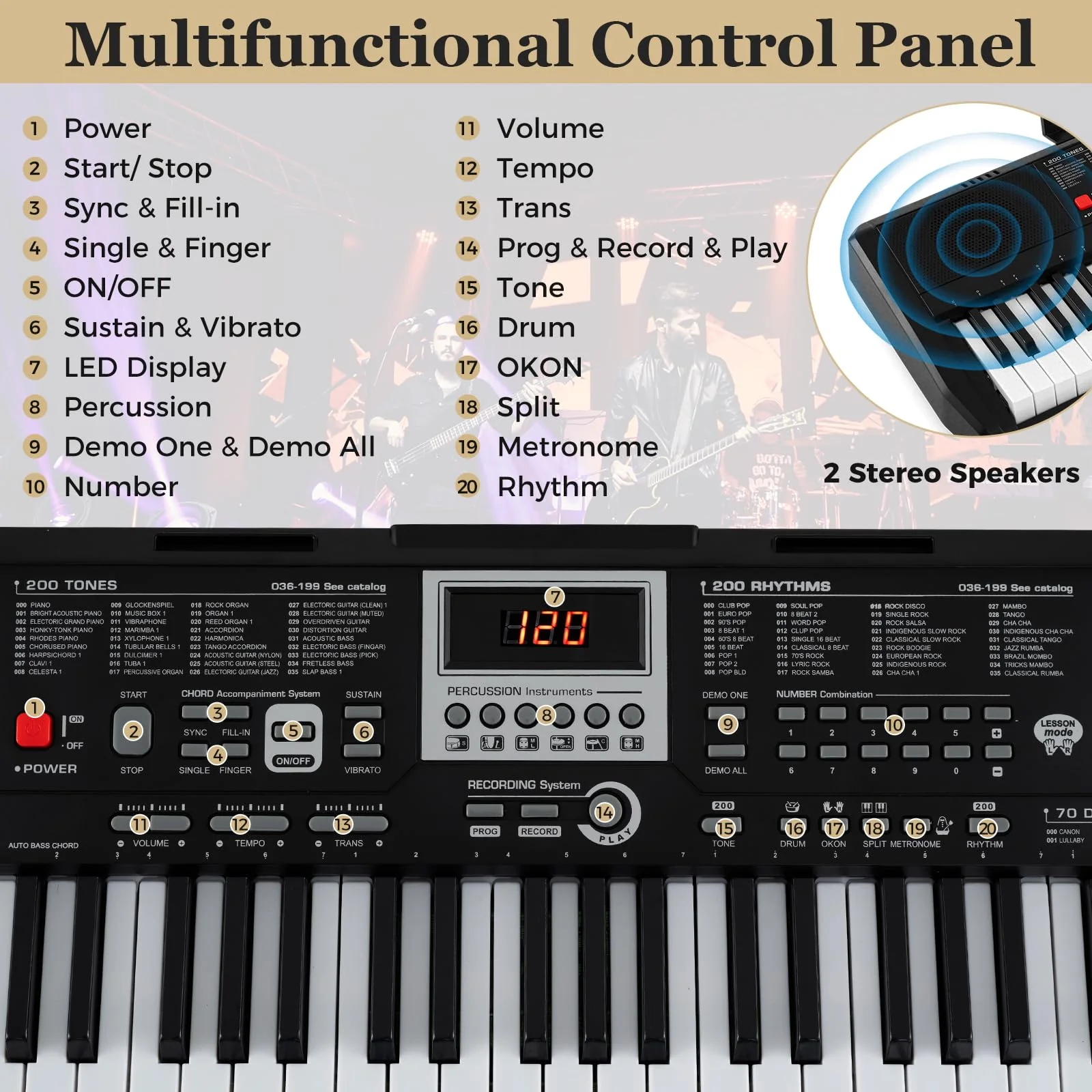 61 Keys Portable Keyboard for Beginners, Electric Piano Keyboard Kit - Image 8