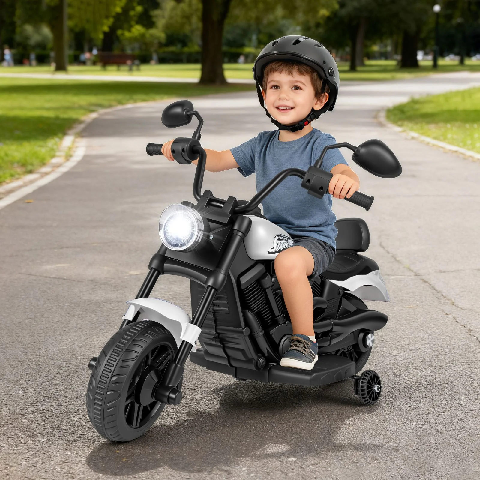 6V Battery Powered Ride on Toy with Detachable Training Wheels and Music - Image 2
