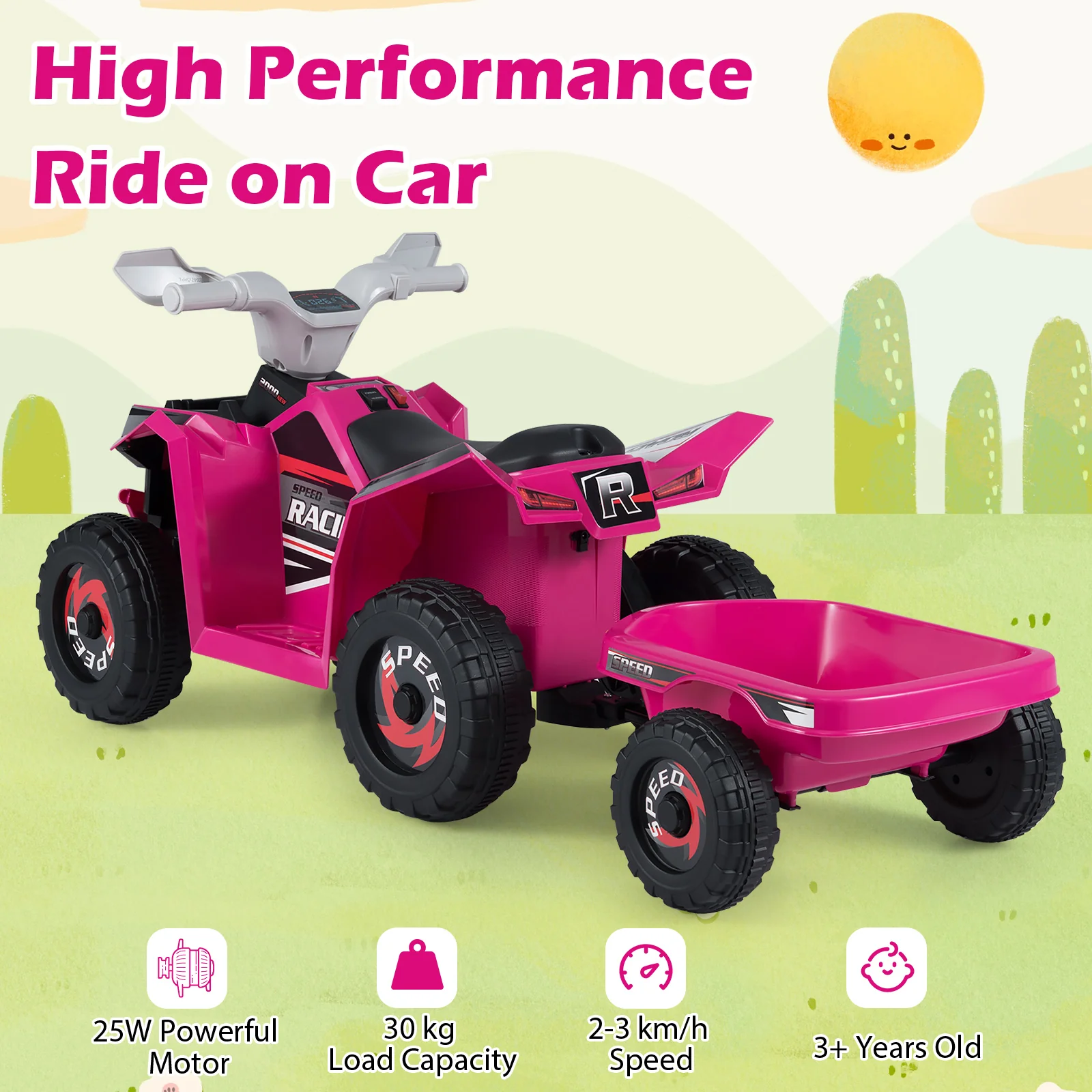 6V Kids Electric ATV Car with Removable Back Trailer - Image 5