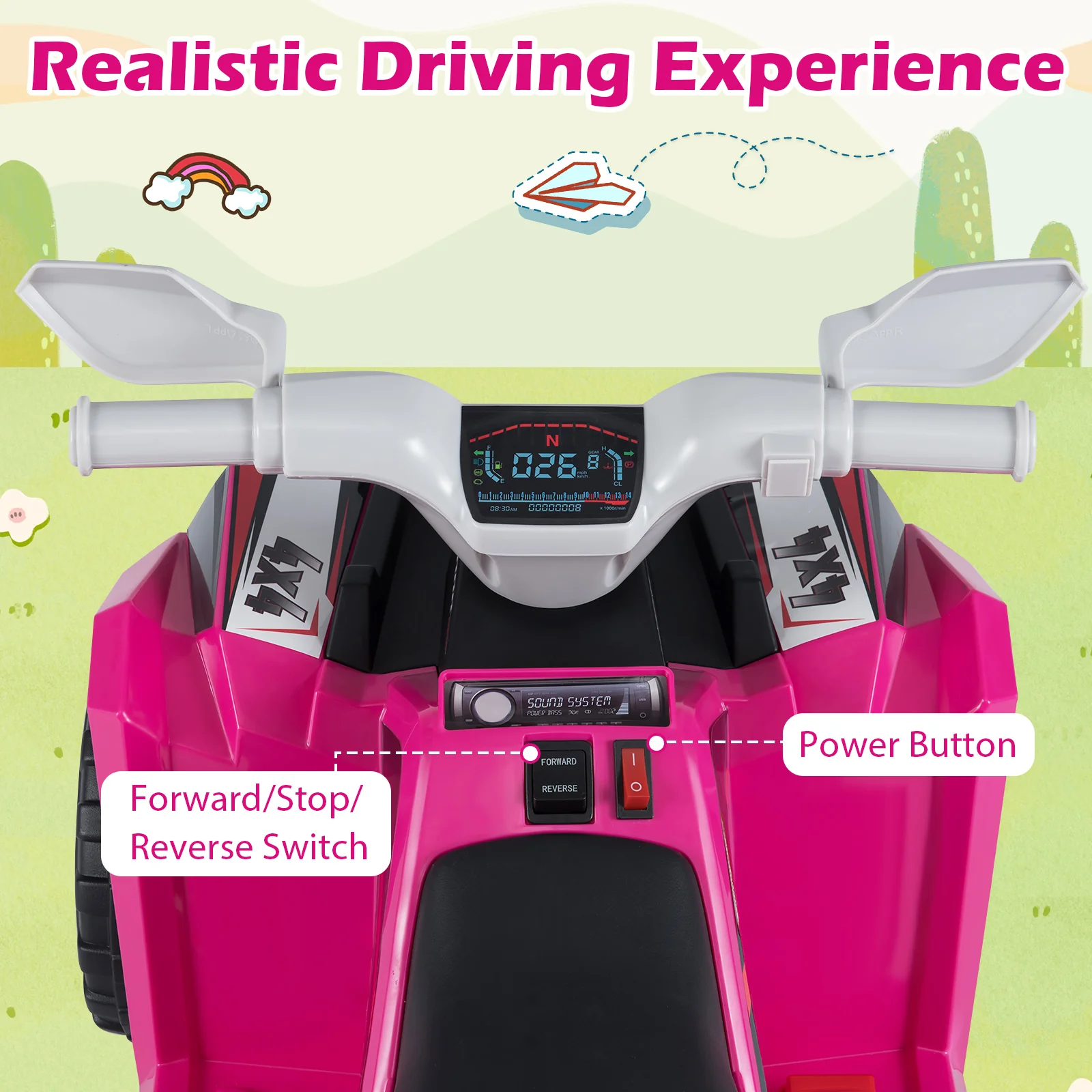 6V Kids Electric ATV Car with Removable Back Trailer - Image 6
