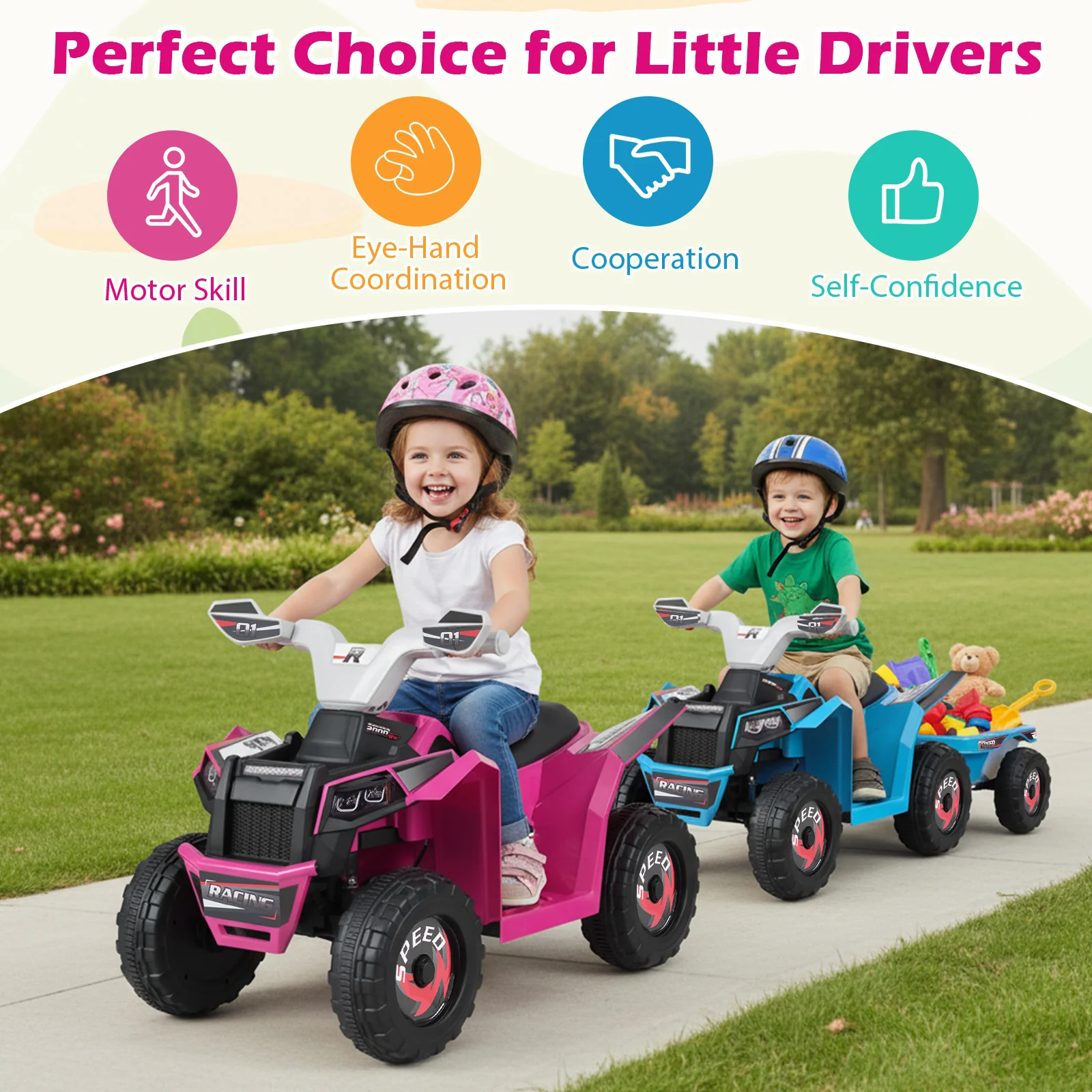 6V Kids Electric ATV Car with Removable Back Trailer - Image 8