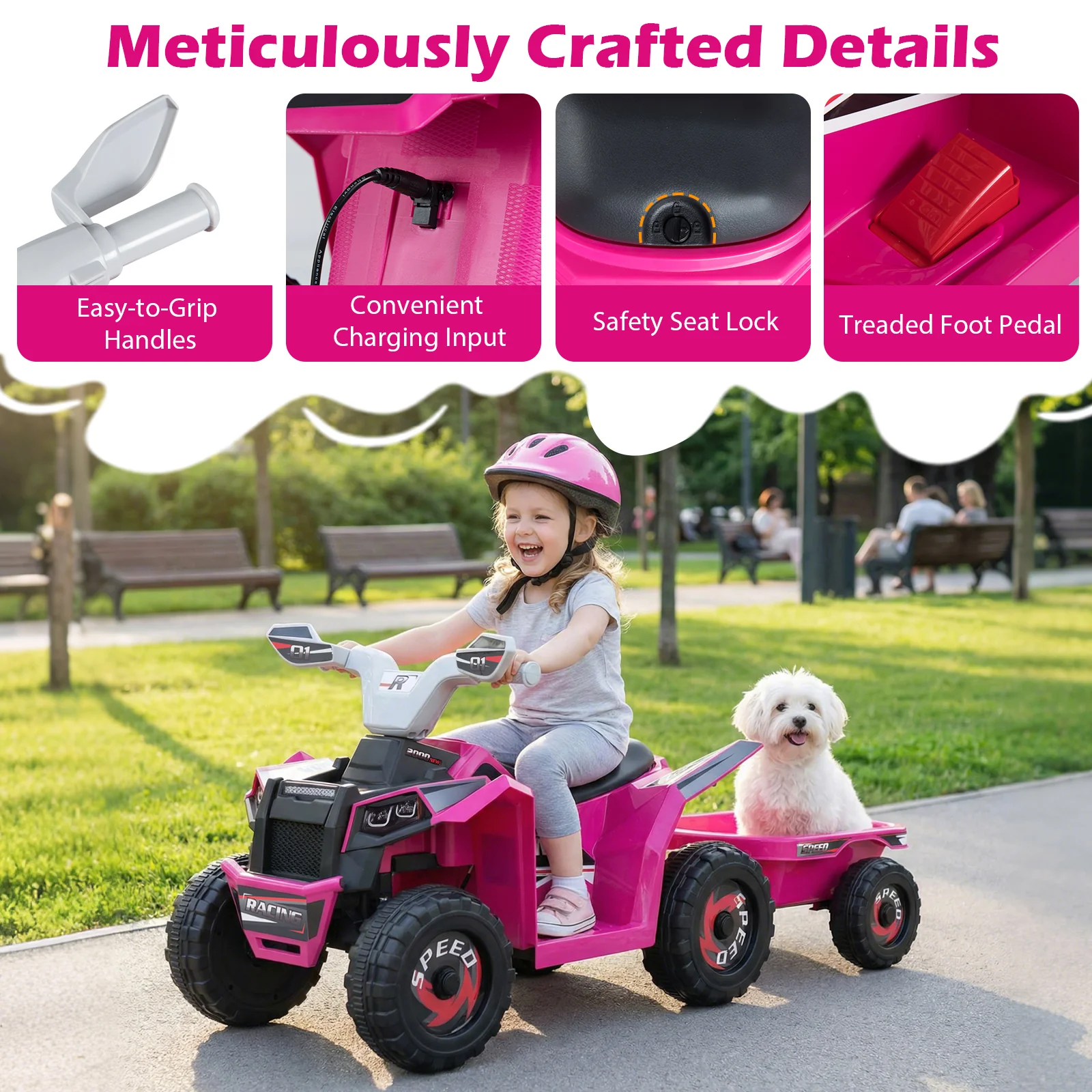 6V Kids Electric ATV Car with Removable Back Trailer - Image 9