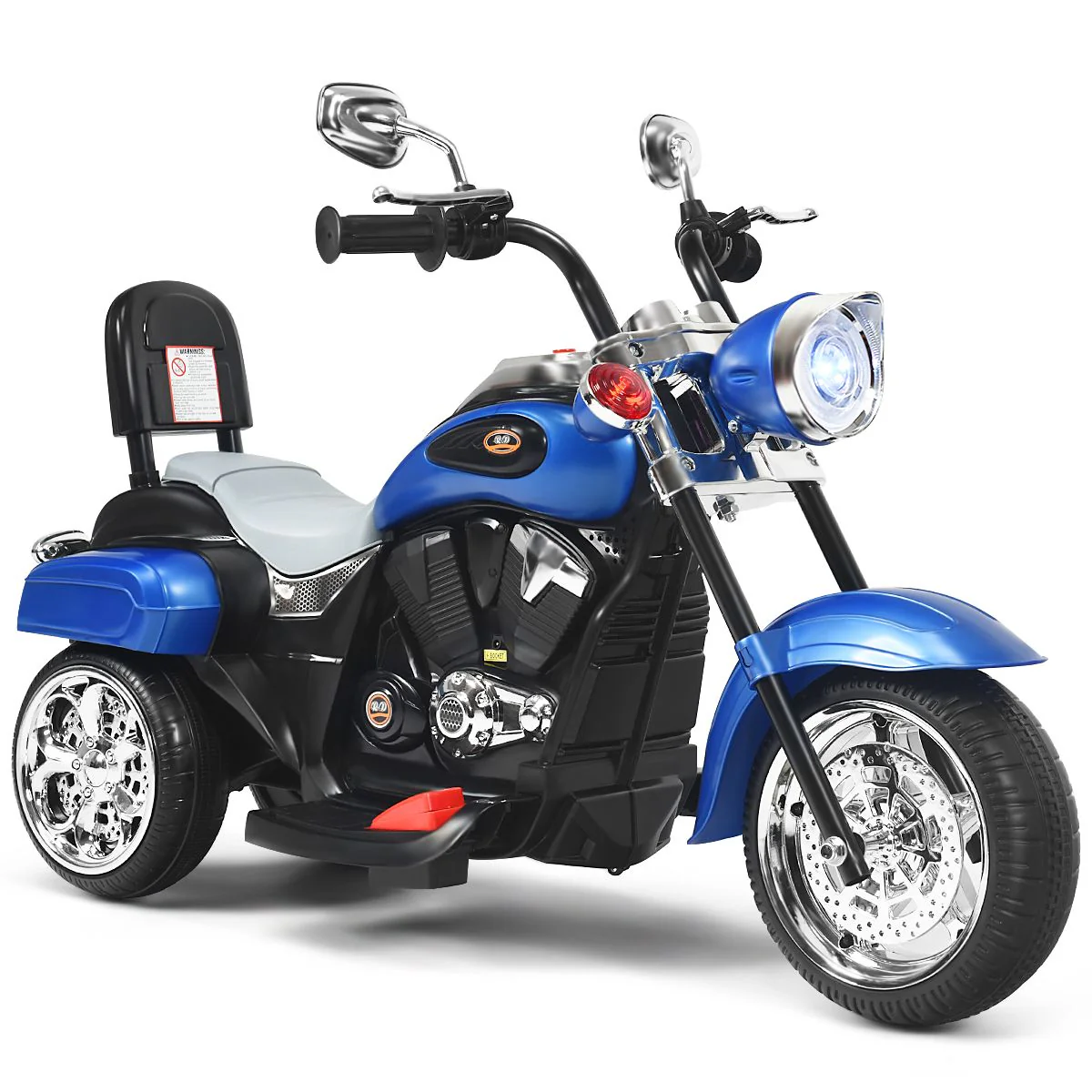 6V Kids Motorcycle 3-Wheel with Headlight and Horn White - Image 12