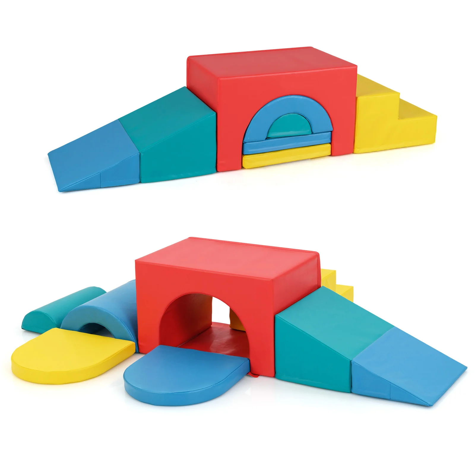 7-Piece Foam Climbing Blocks Soft PU Leather Play Gym - Image 11