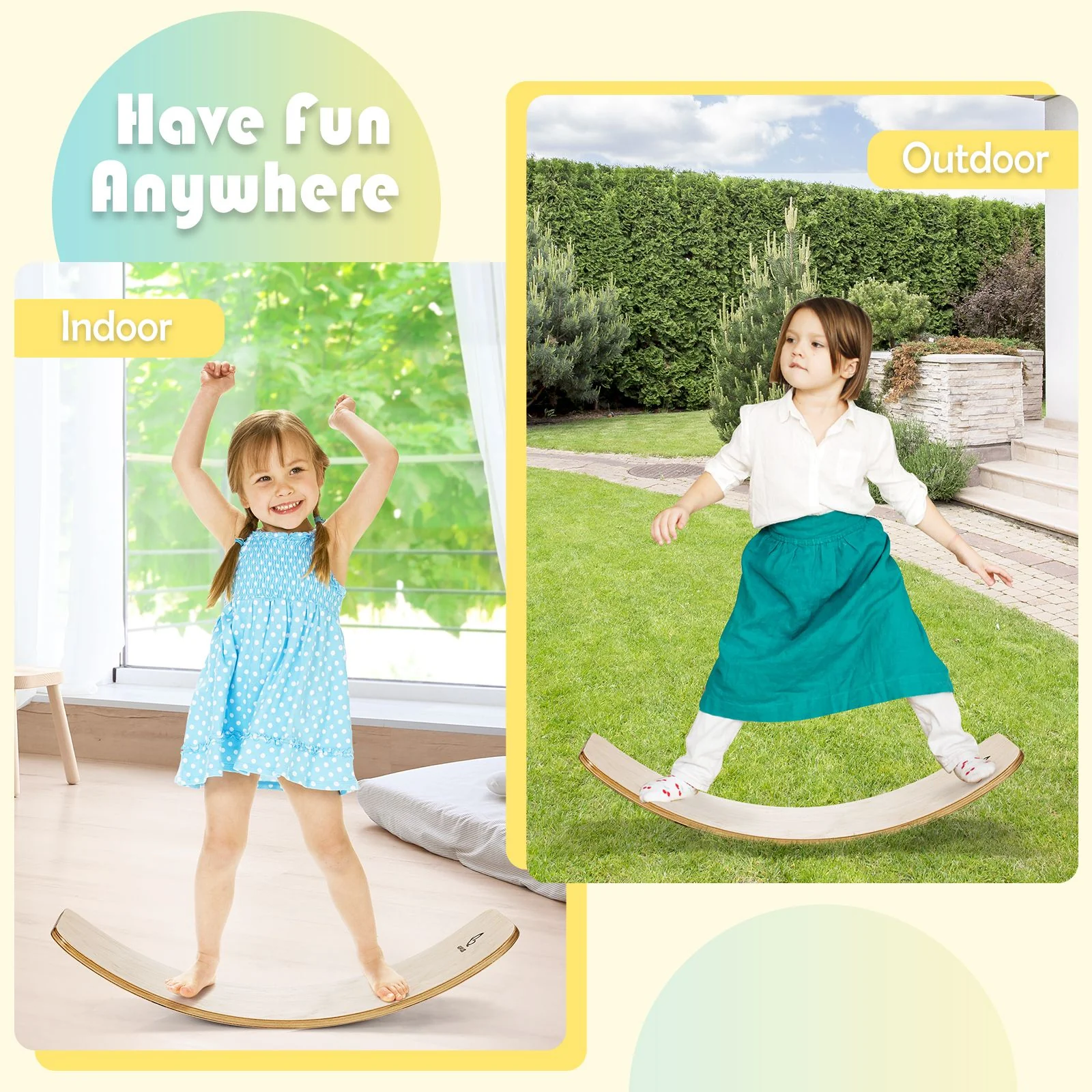 88.5 cm Wooden Balance Board for Balance Training Indoors and Outdoors - Image 4