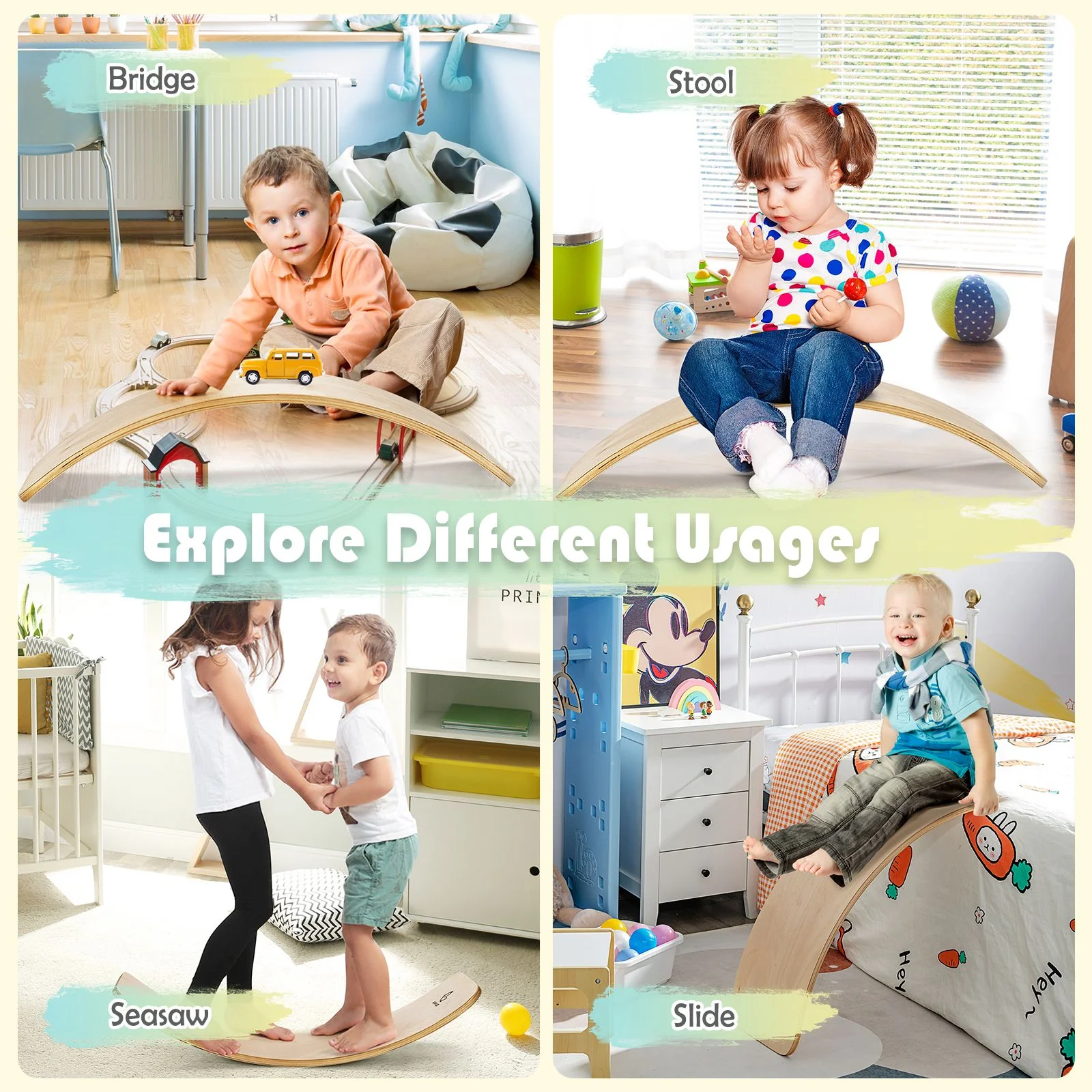 88.5 cm Wooden Balance Board for Balance Training Indoors and Outdoors - Image 7