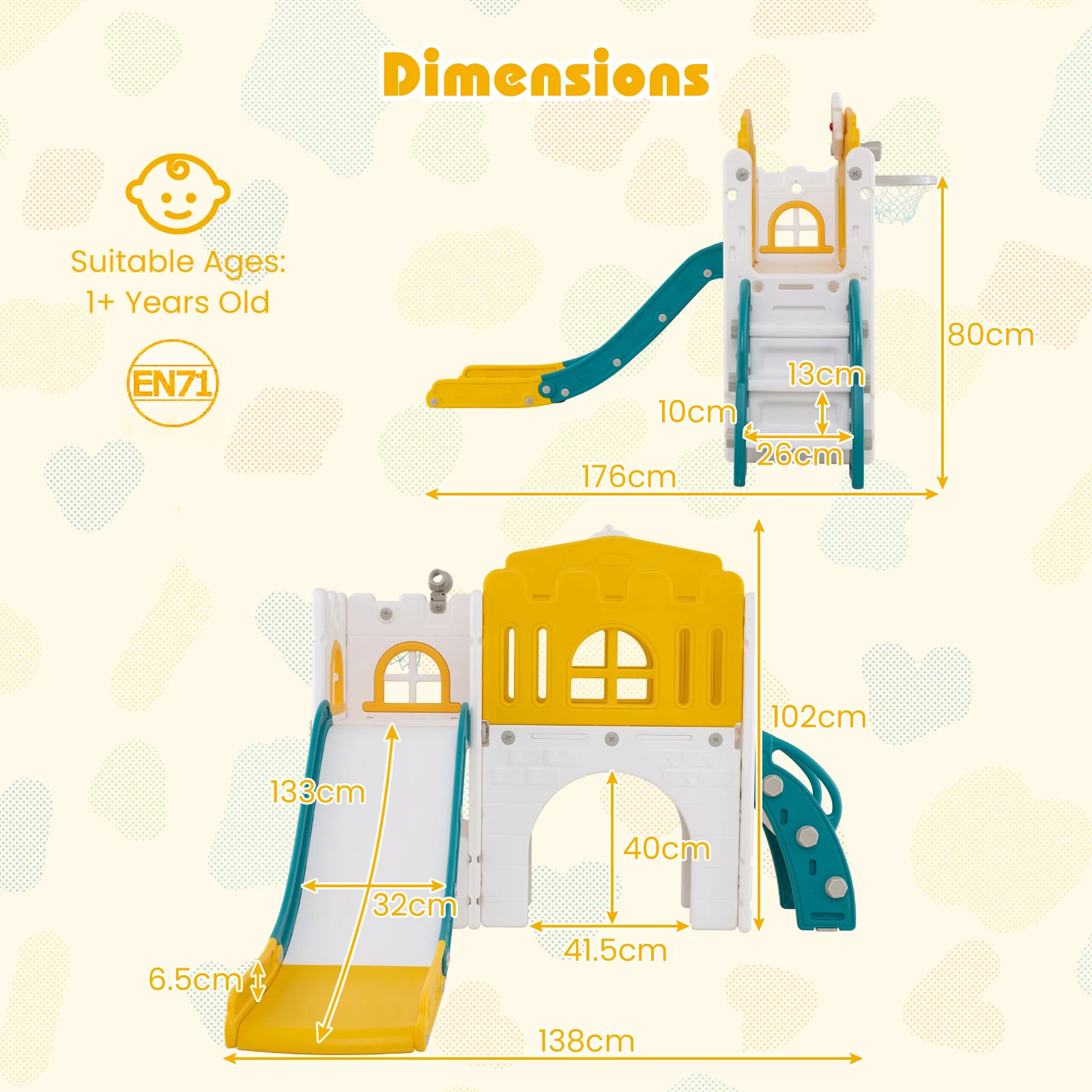 9 in 1 Toddler Slide, L Shaped Kids Slide and Climber Playset - Image 2