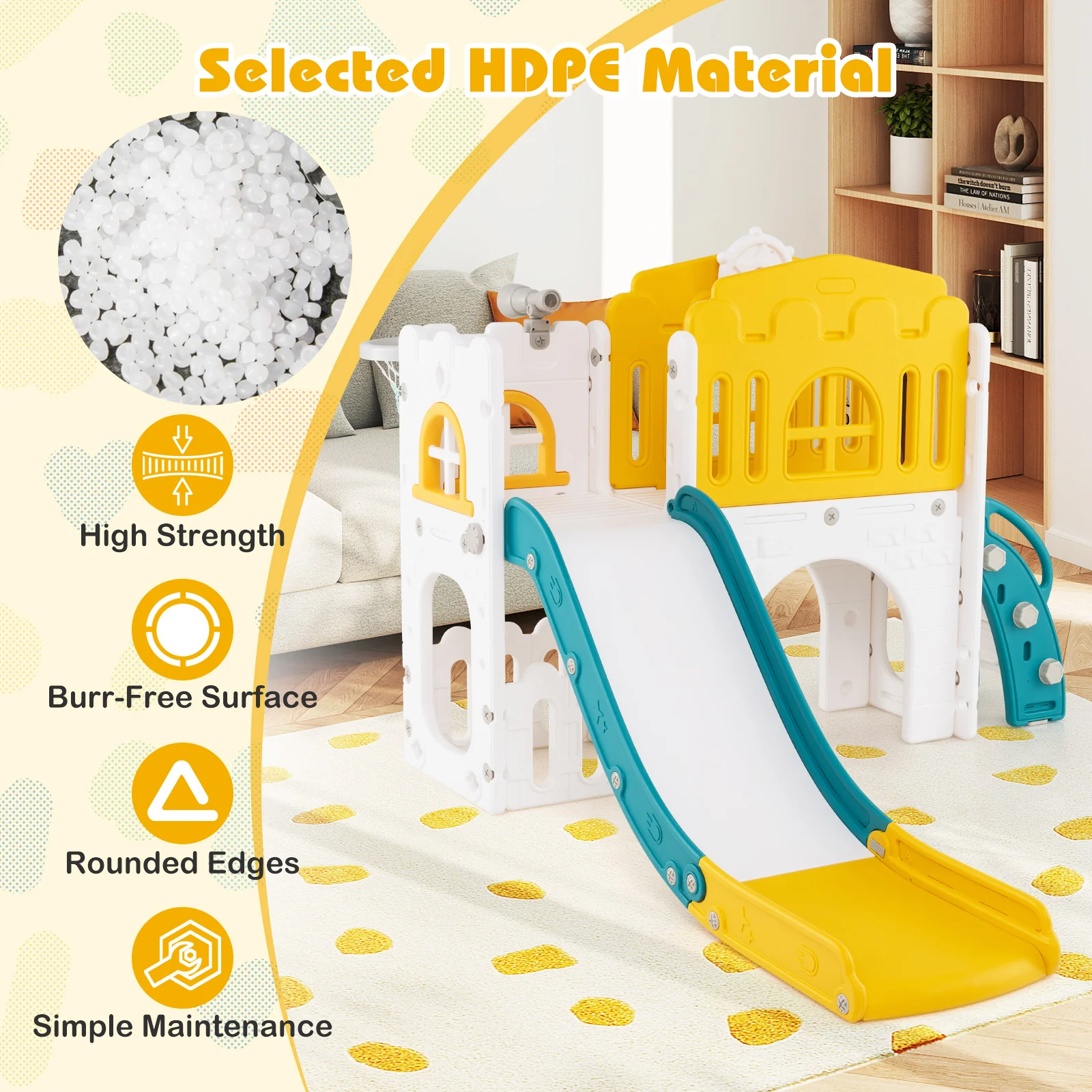 9 in 1 Toddler Slide, L Shaped Kids Slide and Climber Playset - Image 6